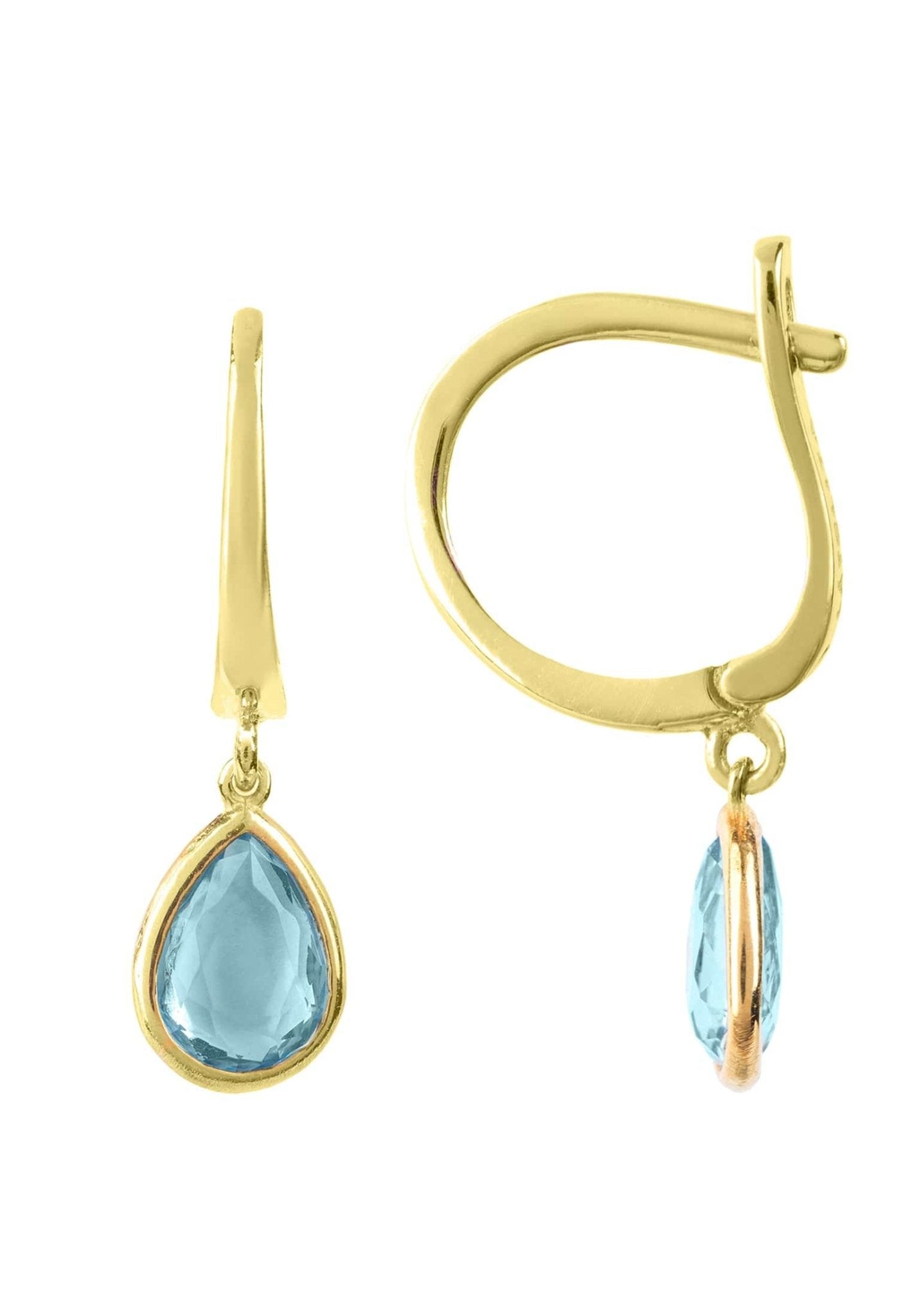 Pisa Mini Teardrop Earrings Gold Blue Topaz - LATELITA Earrings
