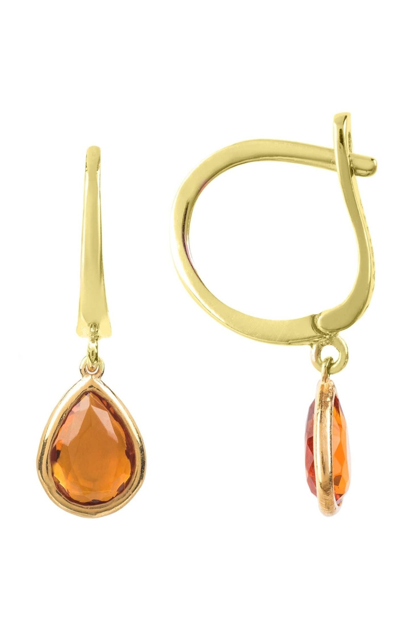 Pisa Mini Teardrop Earrings Gold Citrine - LATELITA Earrings
