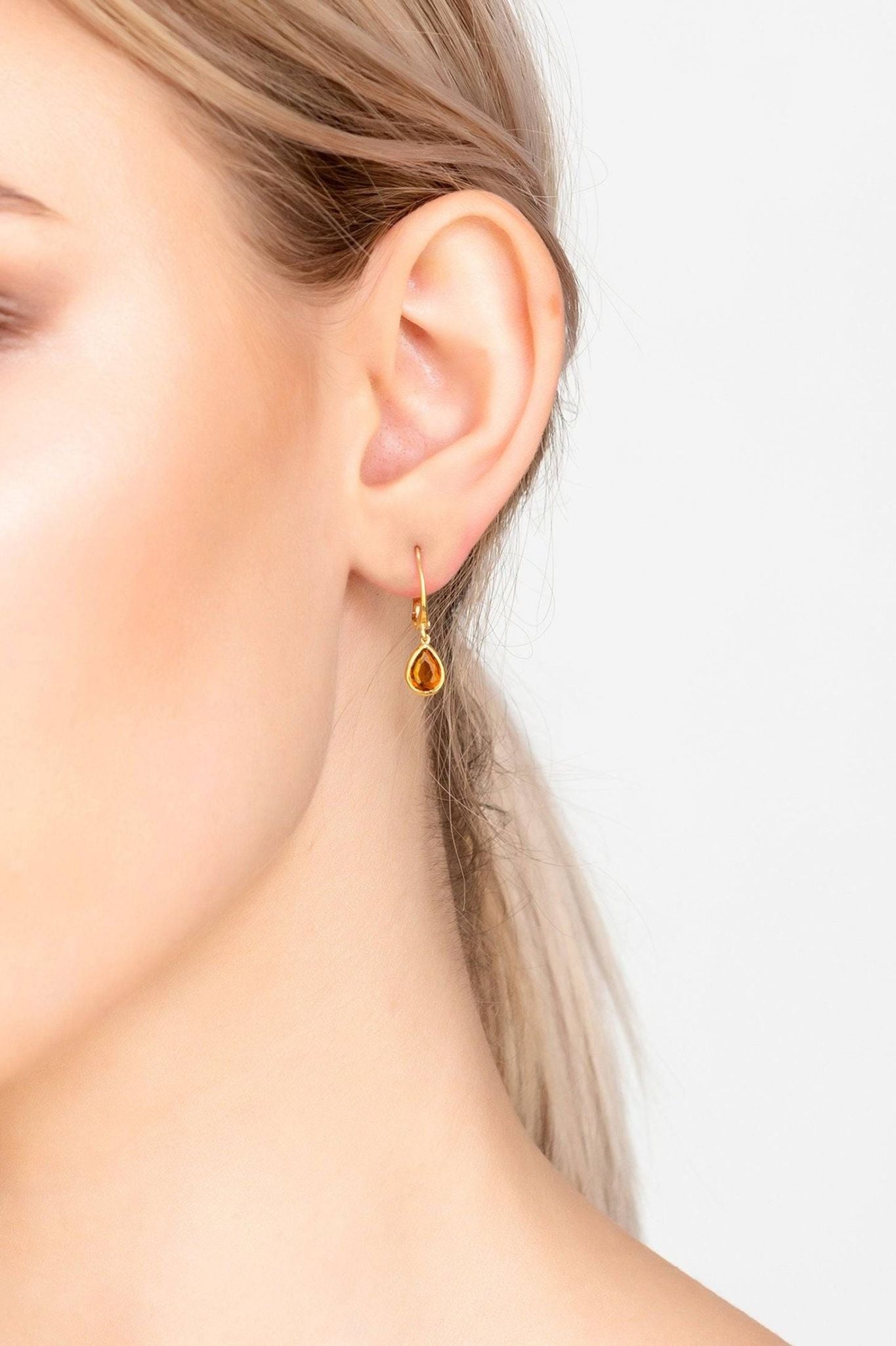Pisa Mini Teardrop Earrings Gold Citrine - LATELITA Earrings
