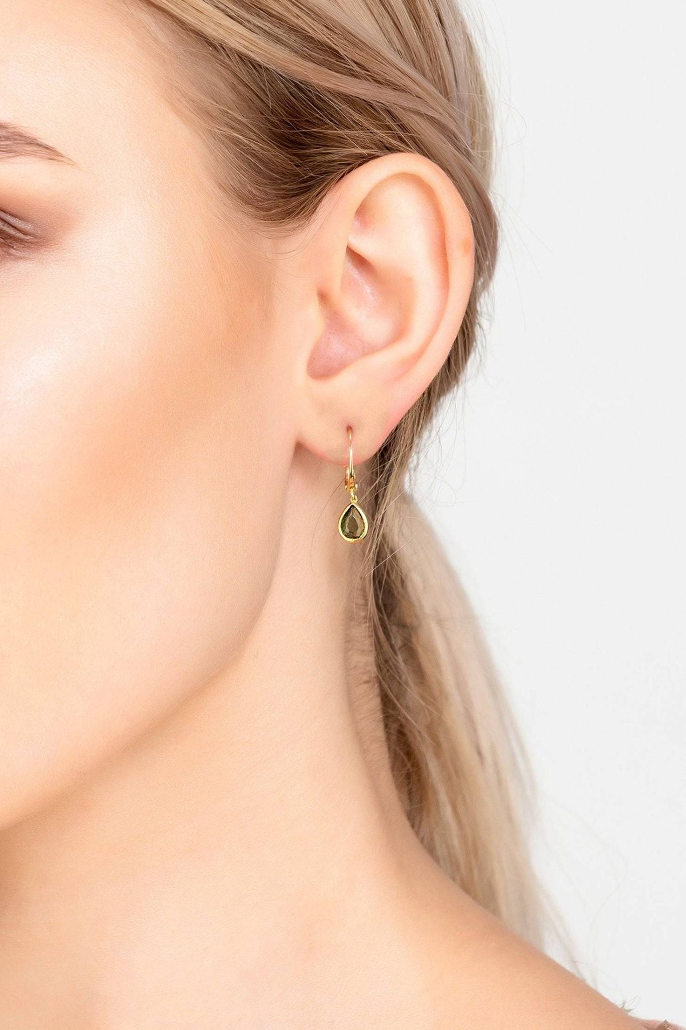 Pisa Mini Teardrop Earrings Gold Peridot - LATELITA Earrings