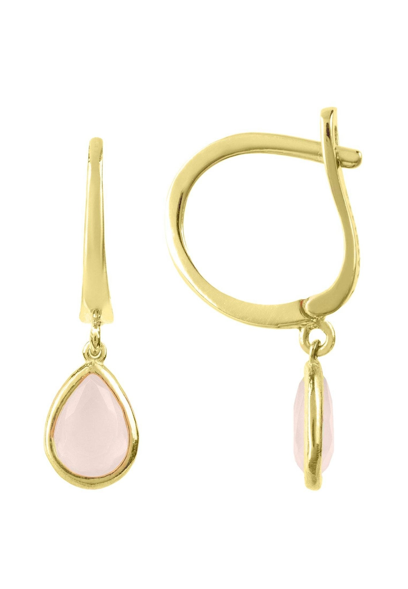 Pisa Mini Teardrop Earrings Gold Rose Quartz - LATELITA Earrings