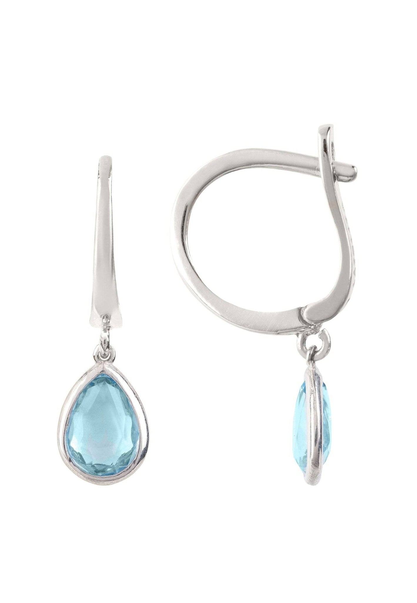 Pisa Mini Teardrop Earrings Silver Blue Topaz - LATELITA Earrings