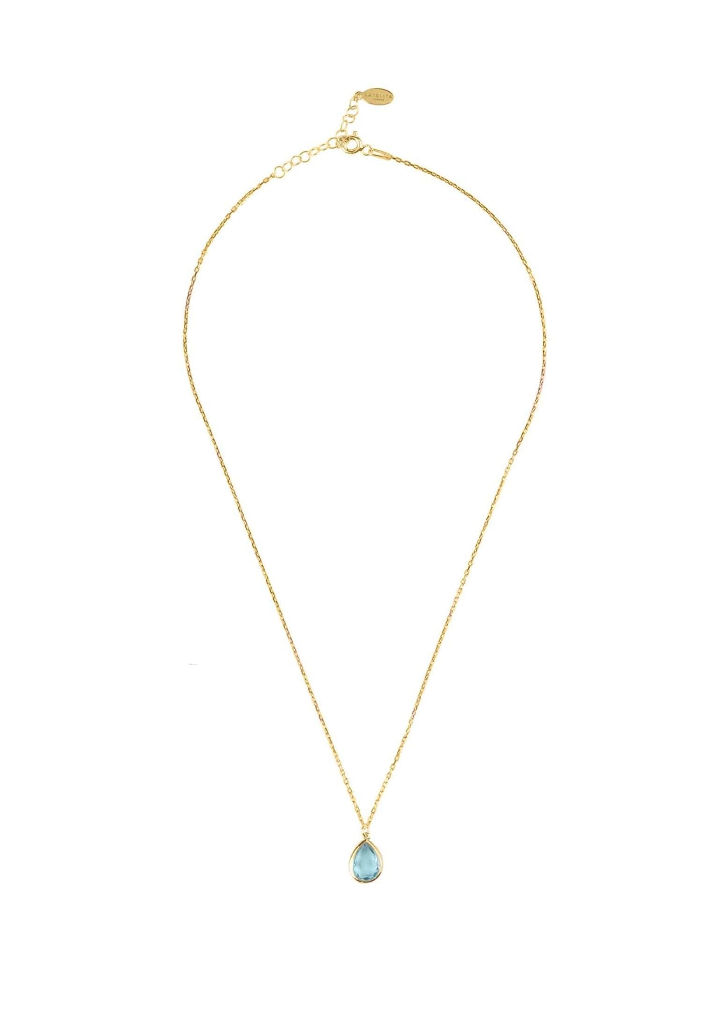 Pisa Mini Teardrop Necklace Gold Blue Topaz - LATELITA Necklaces