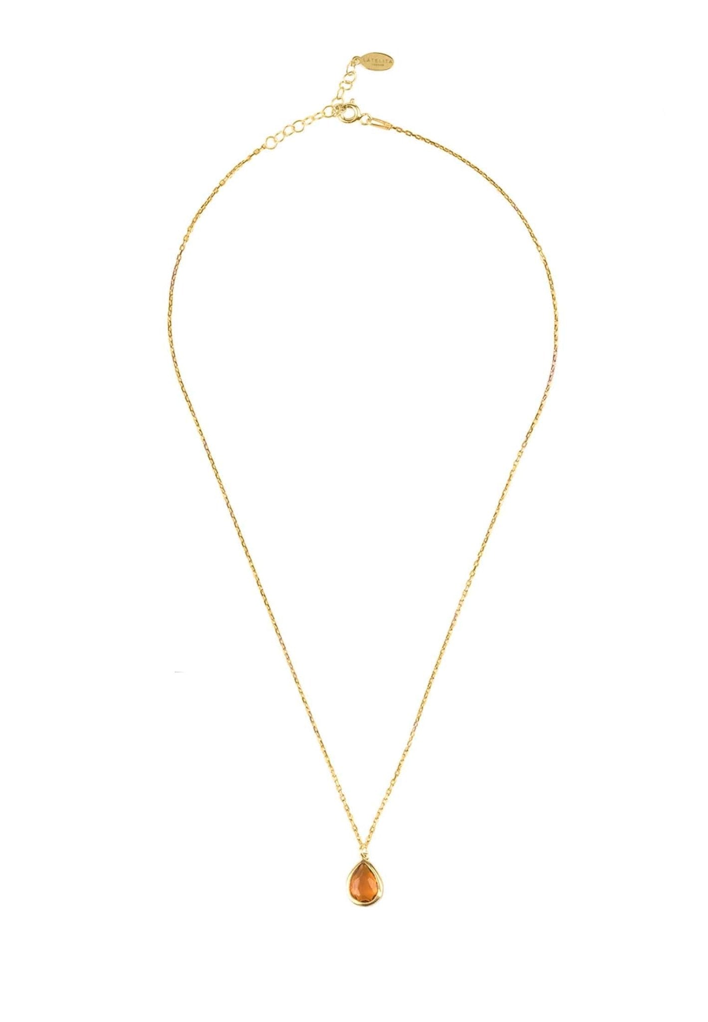 Pisa Mini Teardrop Necklace Gold Citrine - LATELITA Necklaces