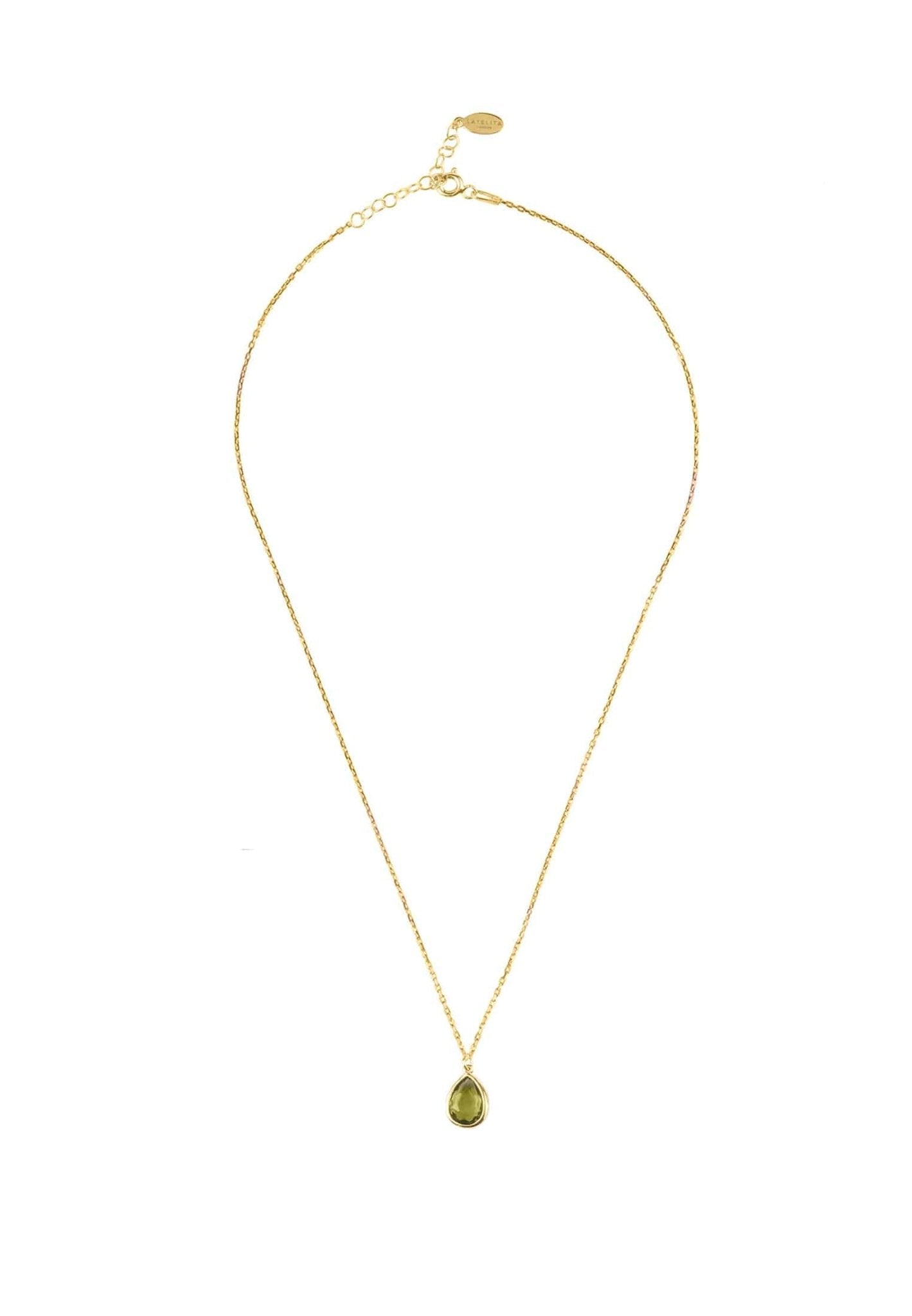 Pisa Mini Teardrop Necklace Gold Peridot - LATELITA Necklaces