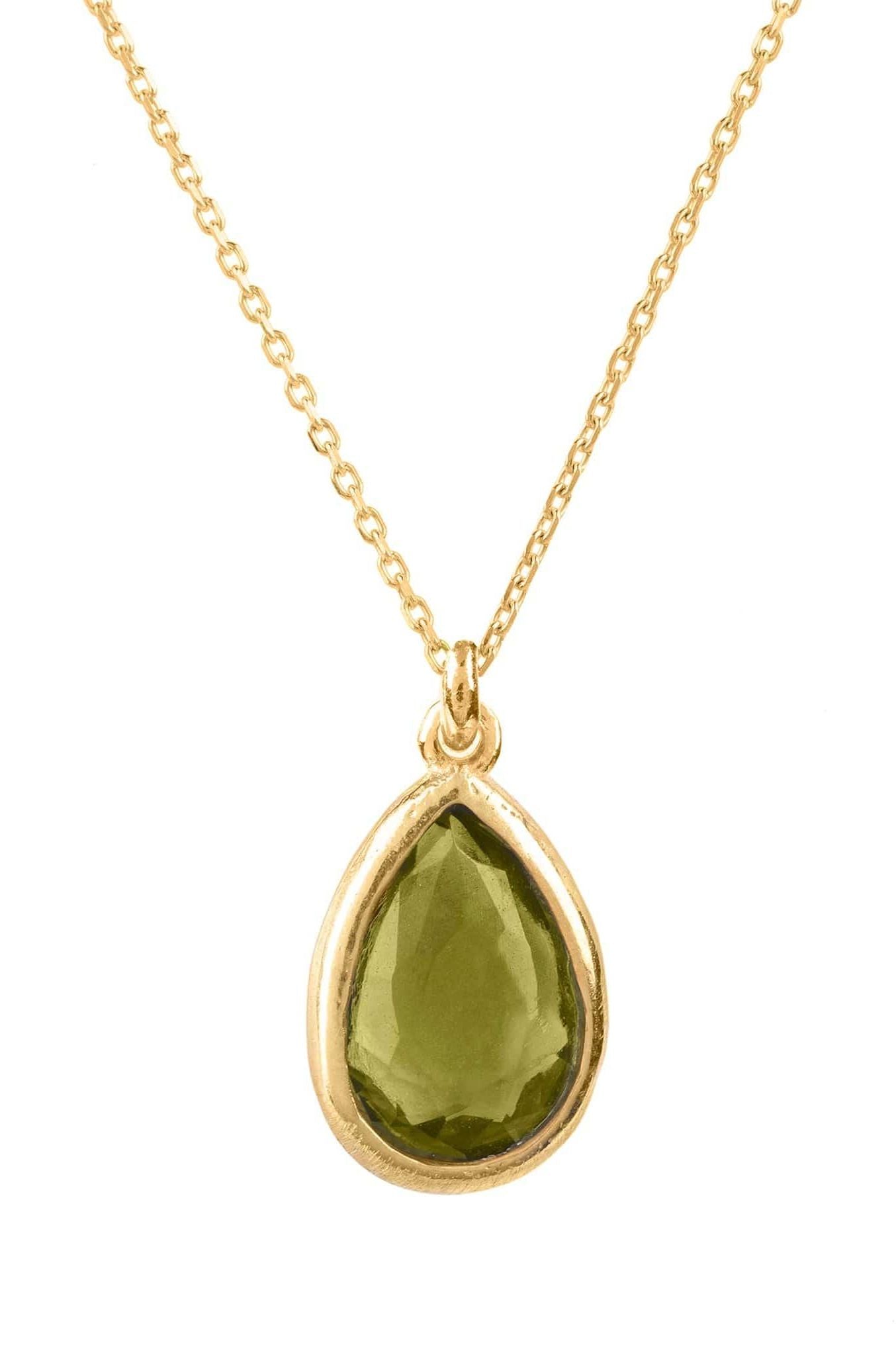 Pisa Mini Teardrop Necklace Gold Peridot - LATELITA Necklaces