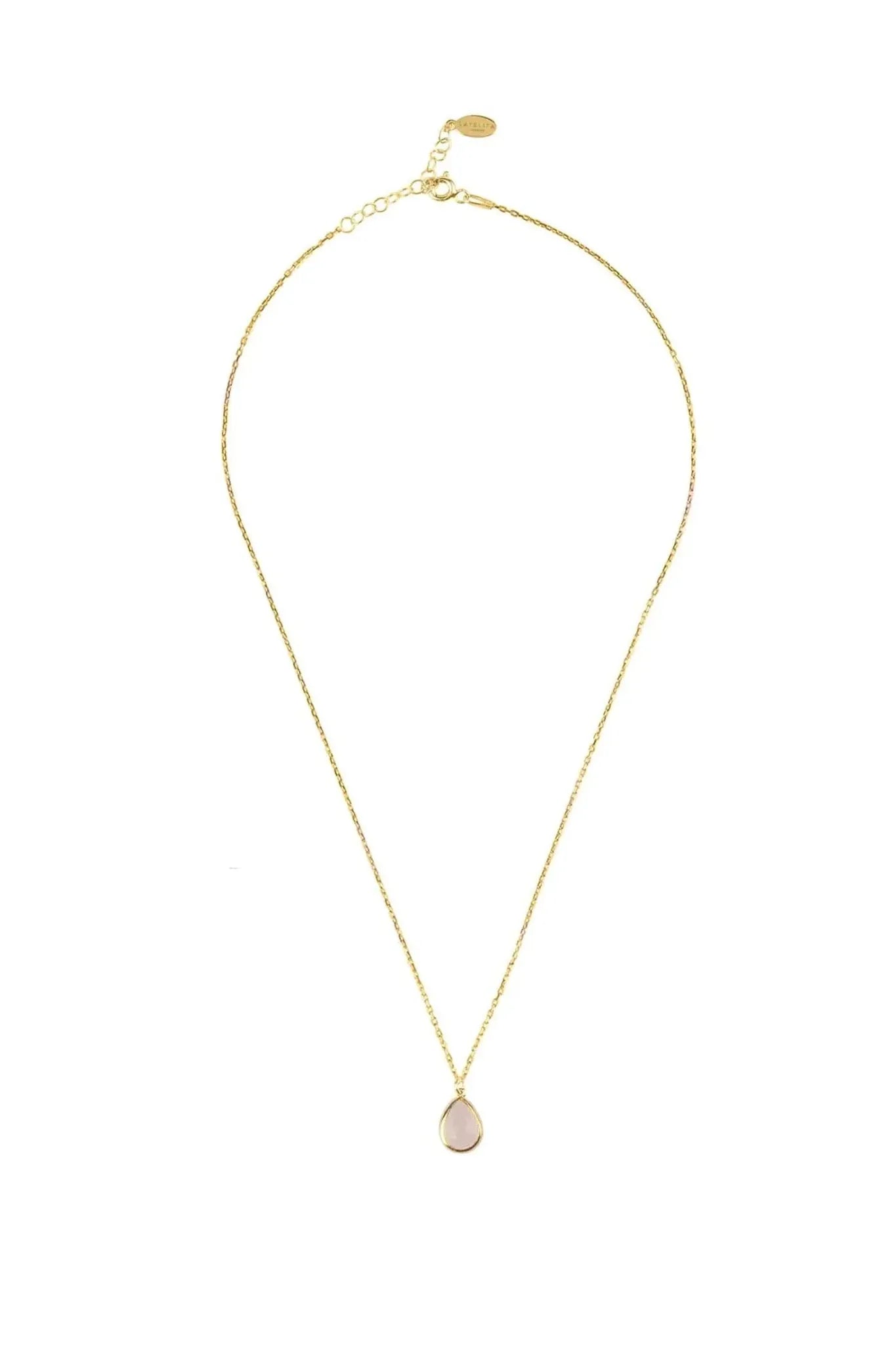 Pisa Mini Teardrop Necklace Gold Rose Quartz - LATELITA Necklaces