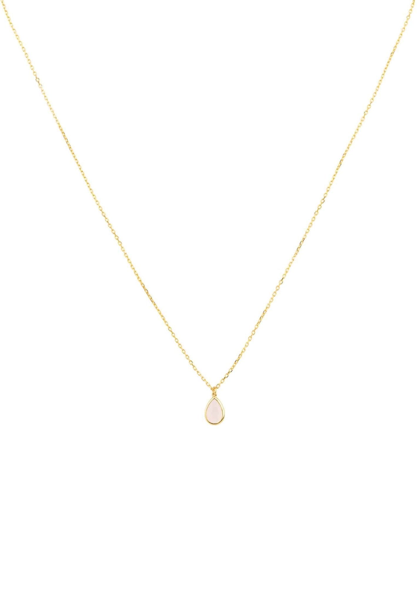 Pisa Mini Teardrop Necklace Gold Rose Quartz - LATELITA Necklaces