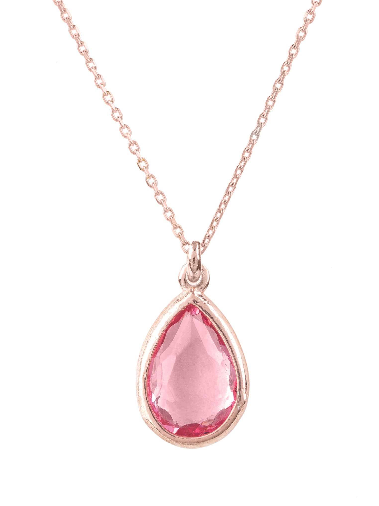 Pisa Mini Teardrop Necklace Rosegold Pink Tourmaline - LATELITA Necklaces