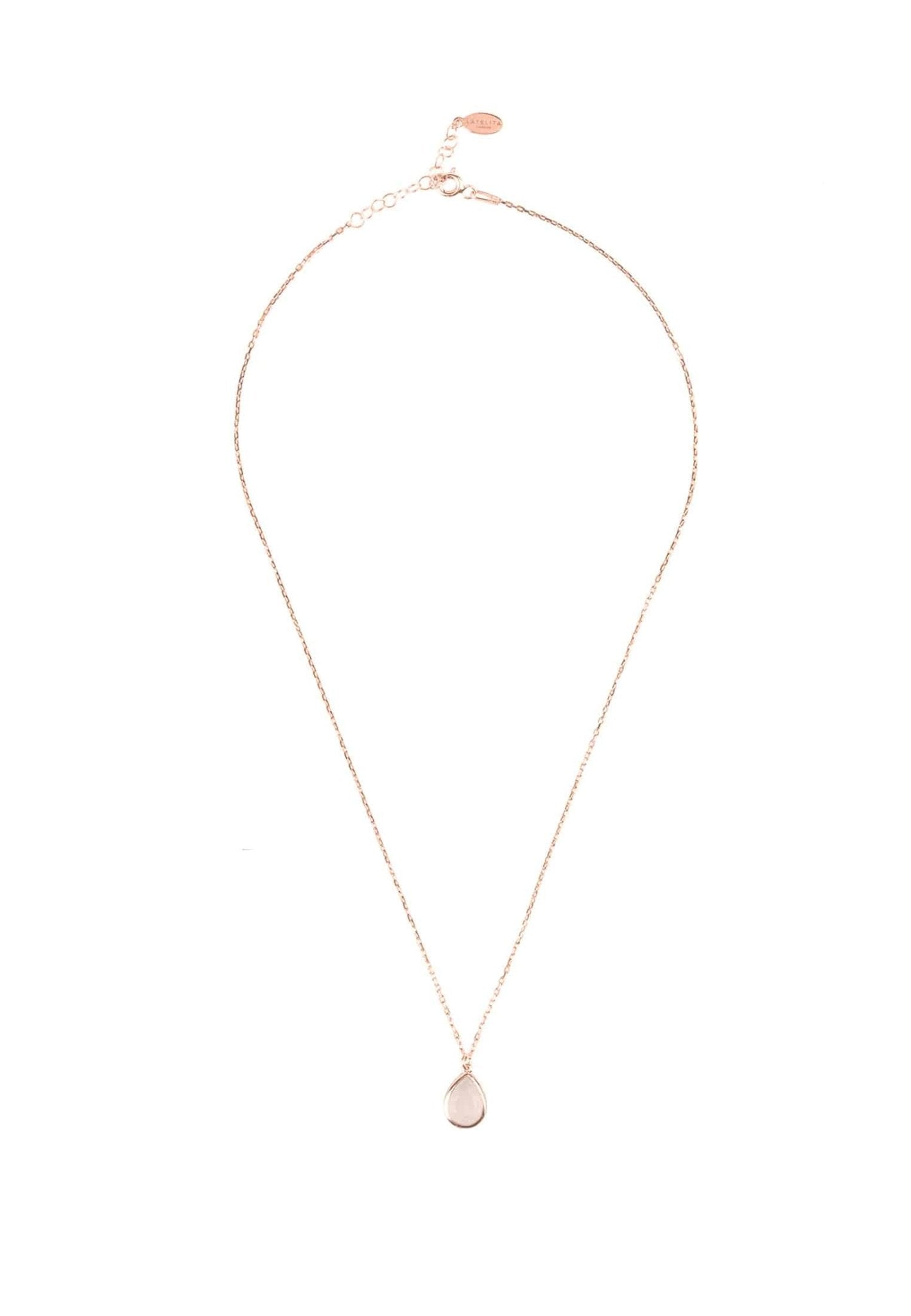 Pisa Mini Teardrop Necklace Rosegold Rose Quartz - LATELITA Necklaces