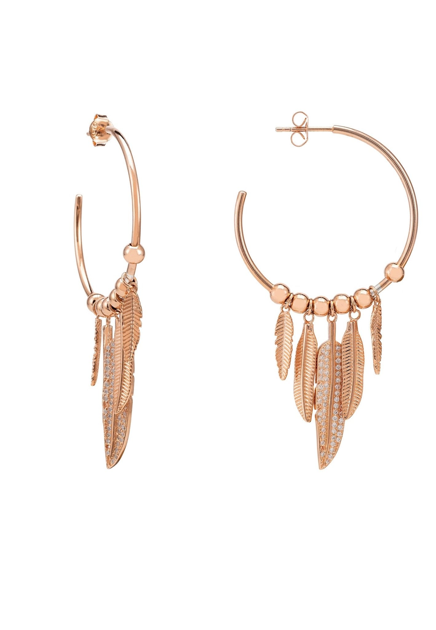 Pocahontas Hoop Earrings White Cz Rosegold - LATELITA Earrings