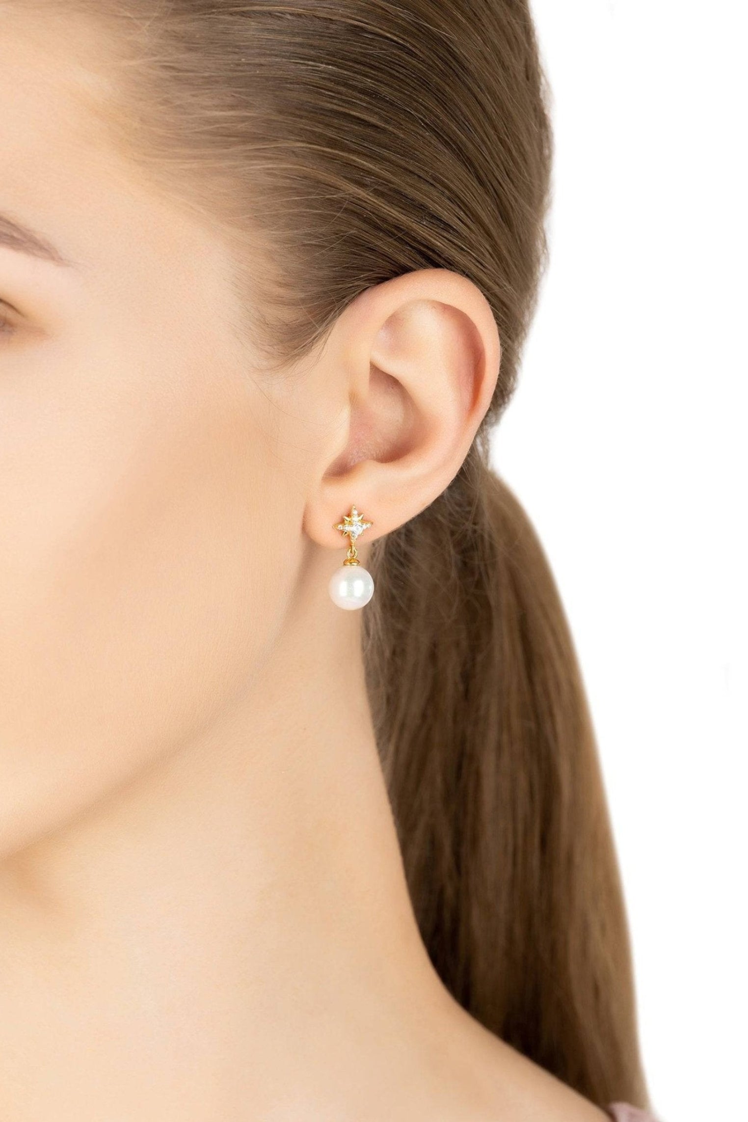 Polaris North Star Pearl Earrings Gold - LATELITA Earrings