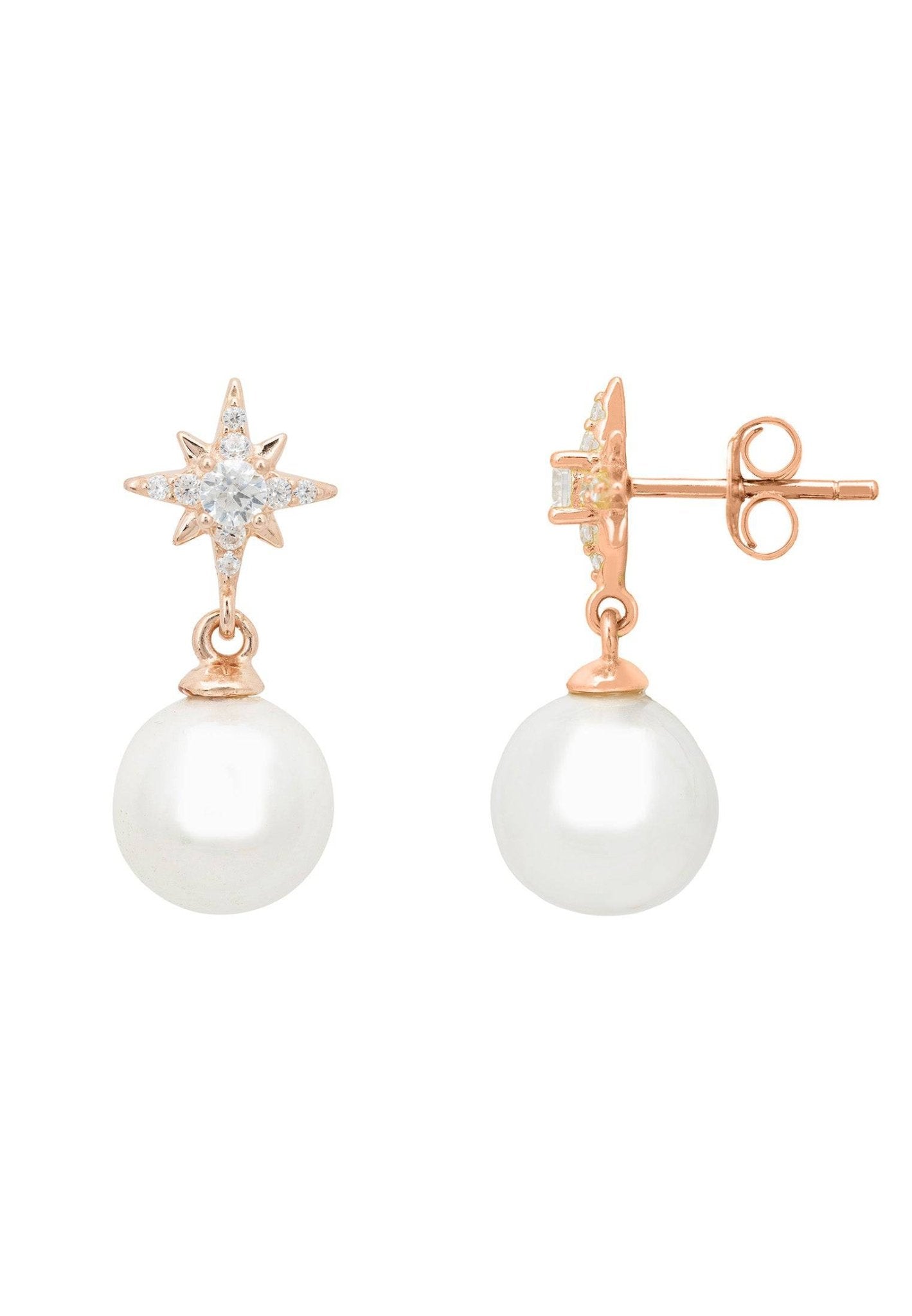 Polaris North Star Pearl Earrings Rosegold - LATELITA Earrings