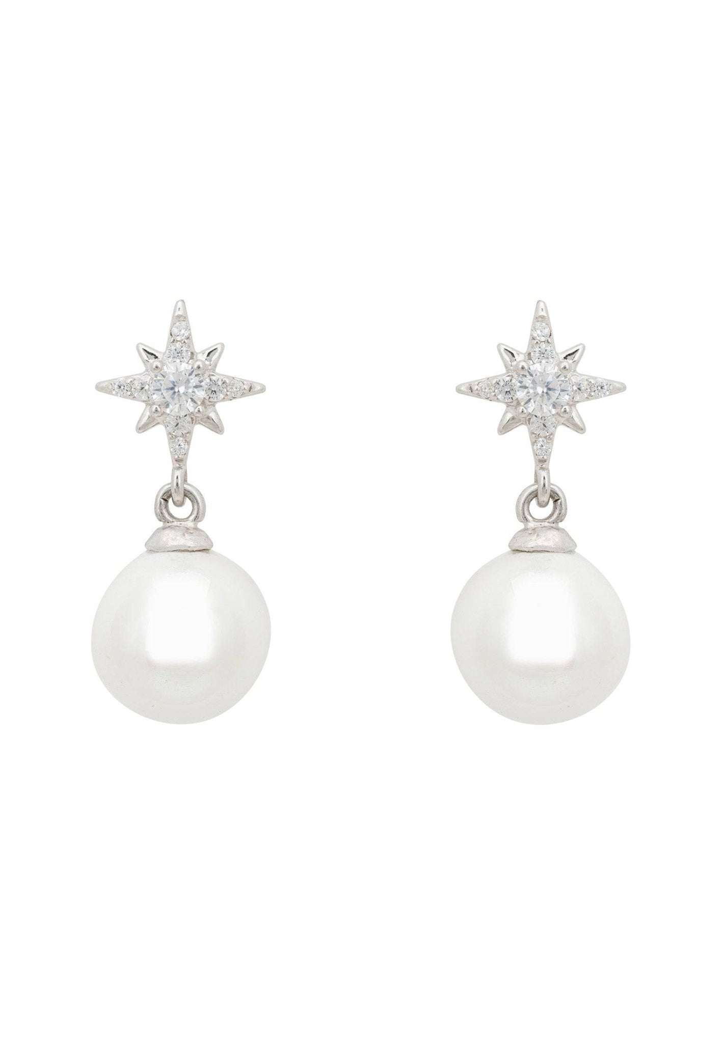 Polaris North Star Pearl Earrings Silver - LATELITA Earrings