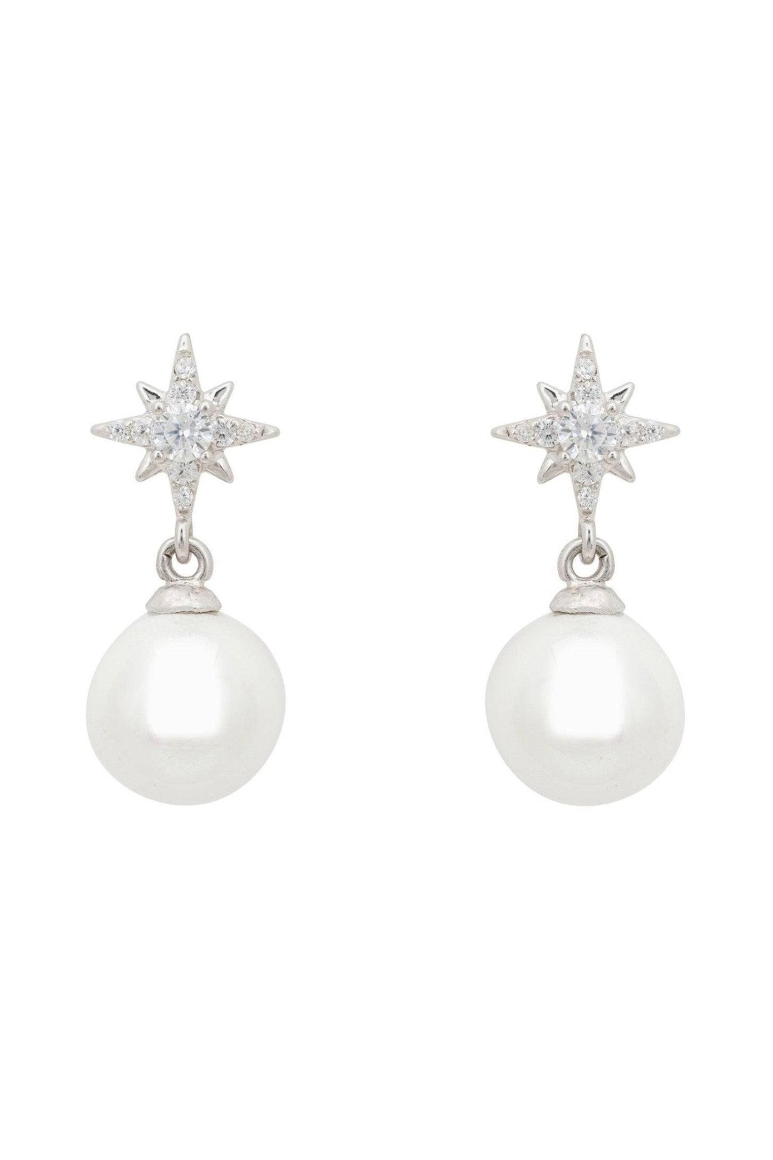 Polaris North Star Pearl Earrings Silver - LATELITA Earrings