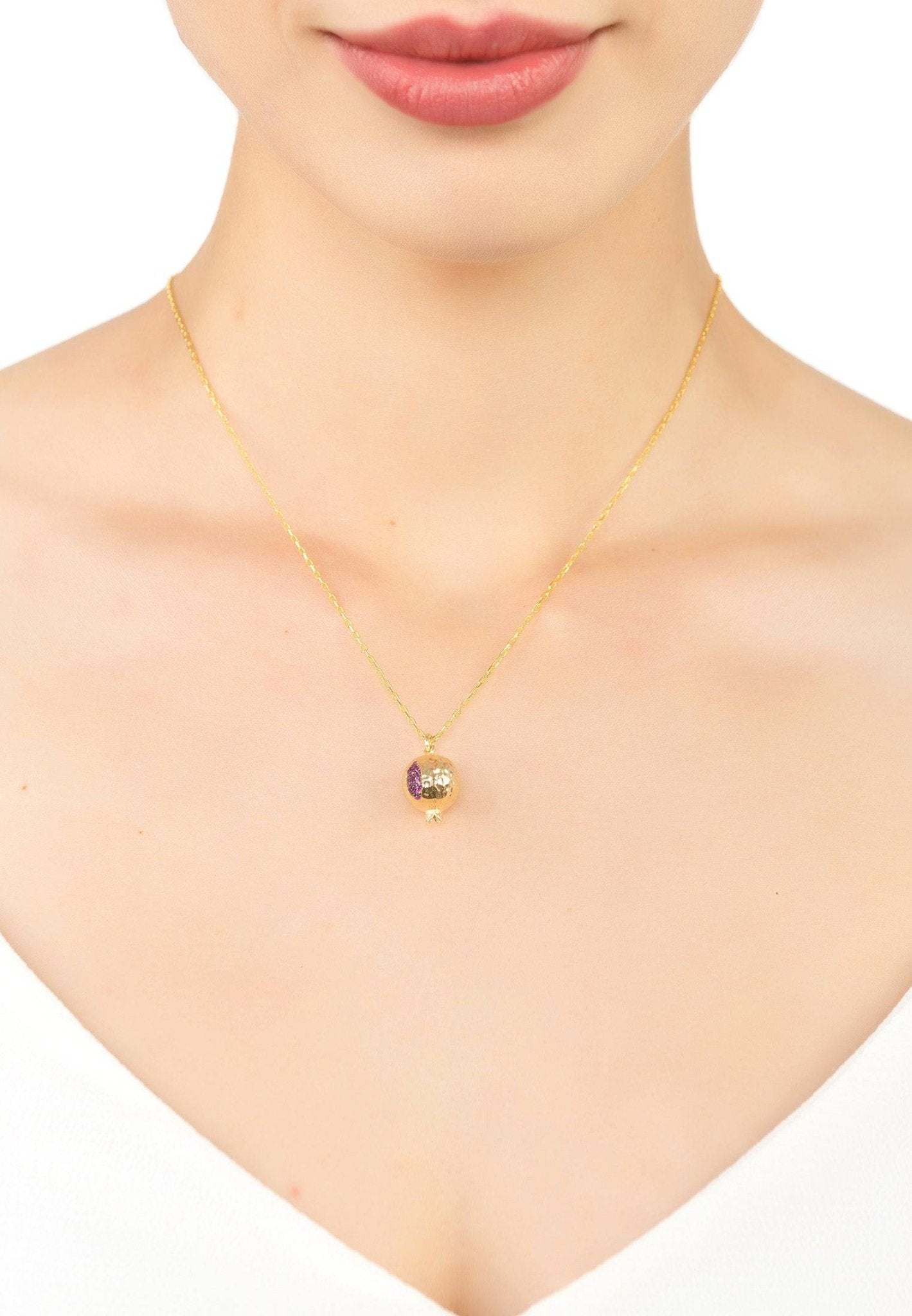 Pomegranate Charm Necklace Gold - LATELITA Necklaces