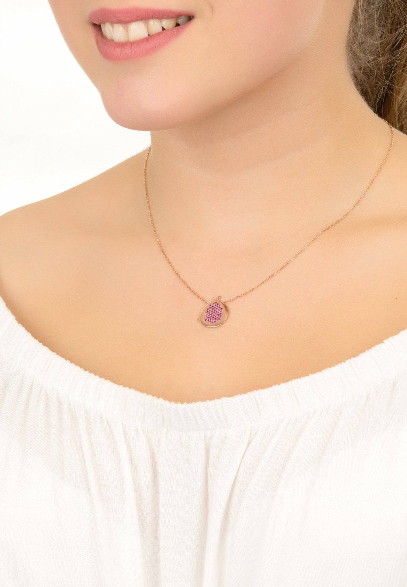 Pomegranate Hidden Gems Necklace Rosegold - LATELITA Necklaces