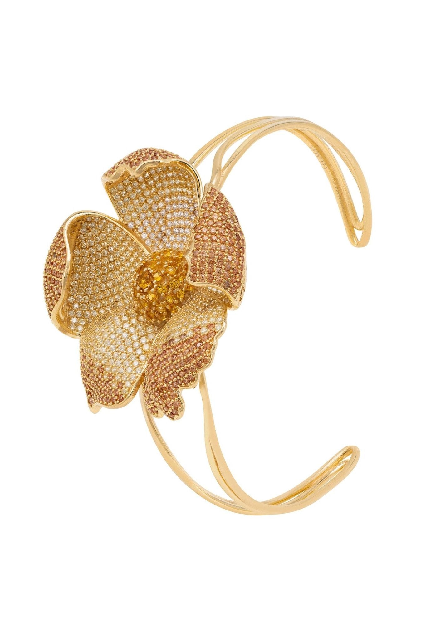 Poppy Bangle Cuff Bracelet Gold Lemon Cz - LATELITA Bracelets