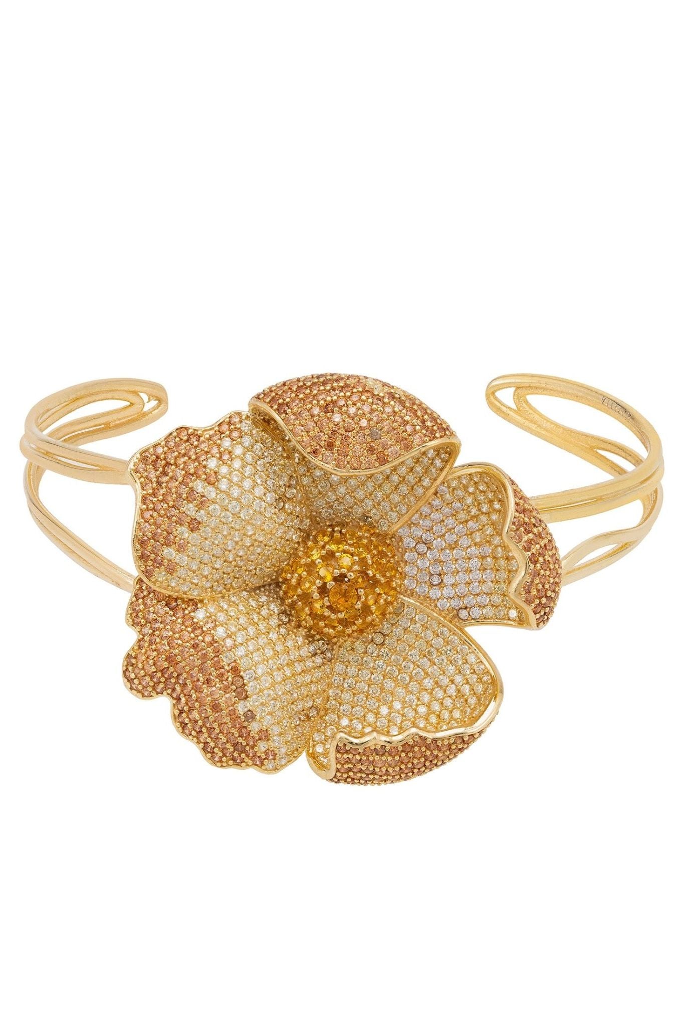 Poppy Bangle Cuff Bracelet Gold Lemon Cz - LATELITA Bracelets