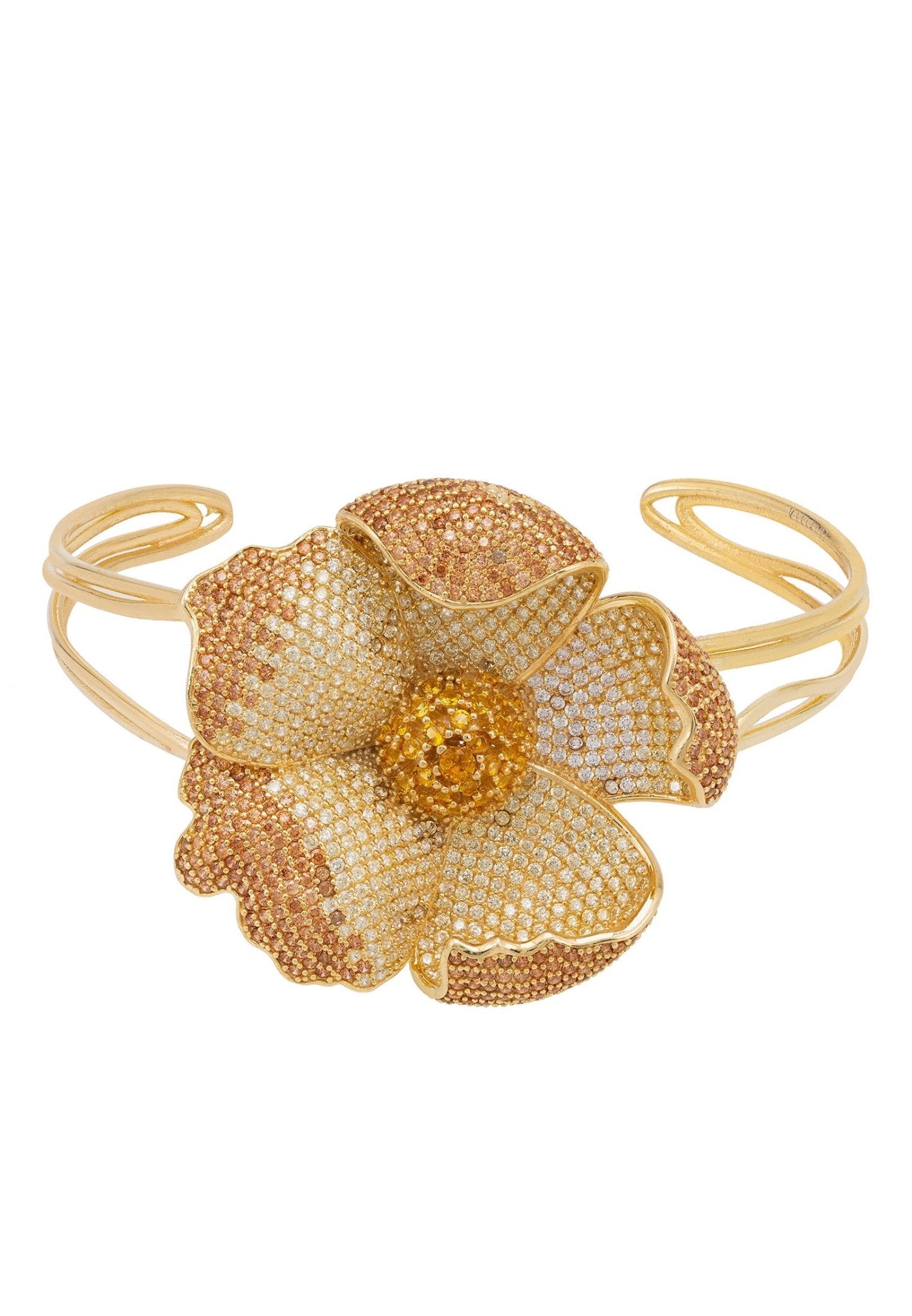 Poppy Bangle Cuff Bracelet Gold Lemon Cz - LATELITA Bracelets