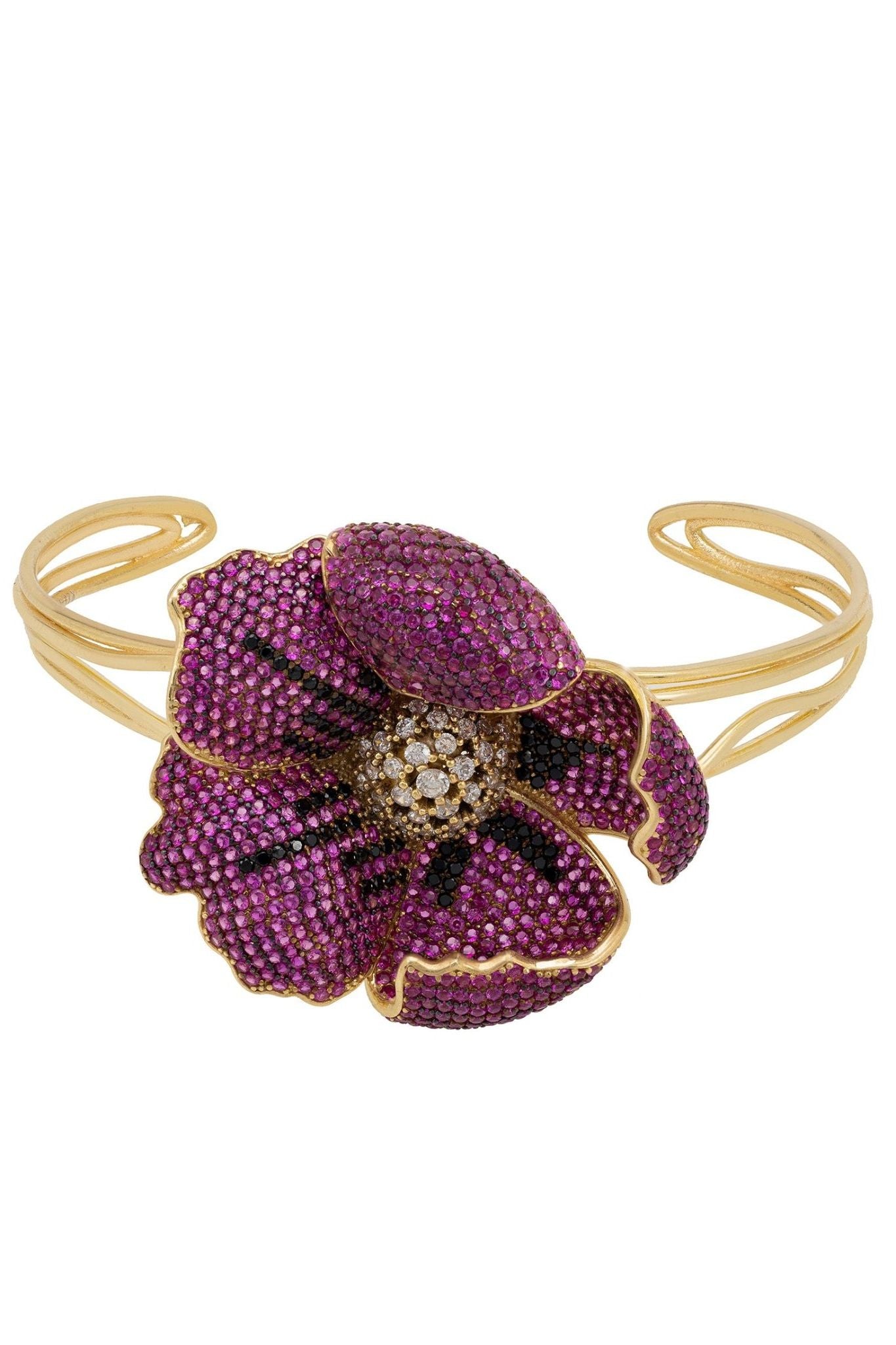 Poppy Bangle Cuff Bracelet Gold Ruby Red Cz - LATELITA Bracelets