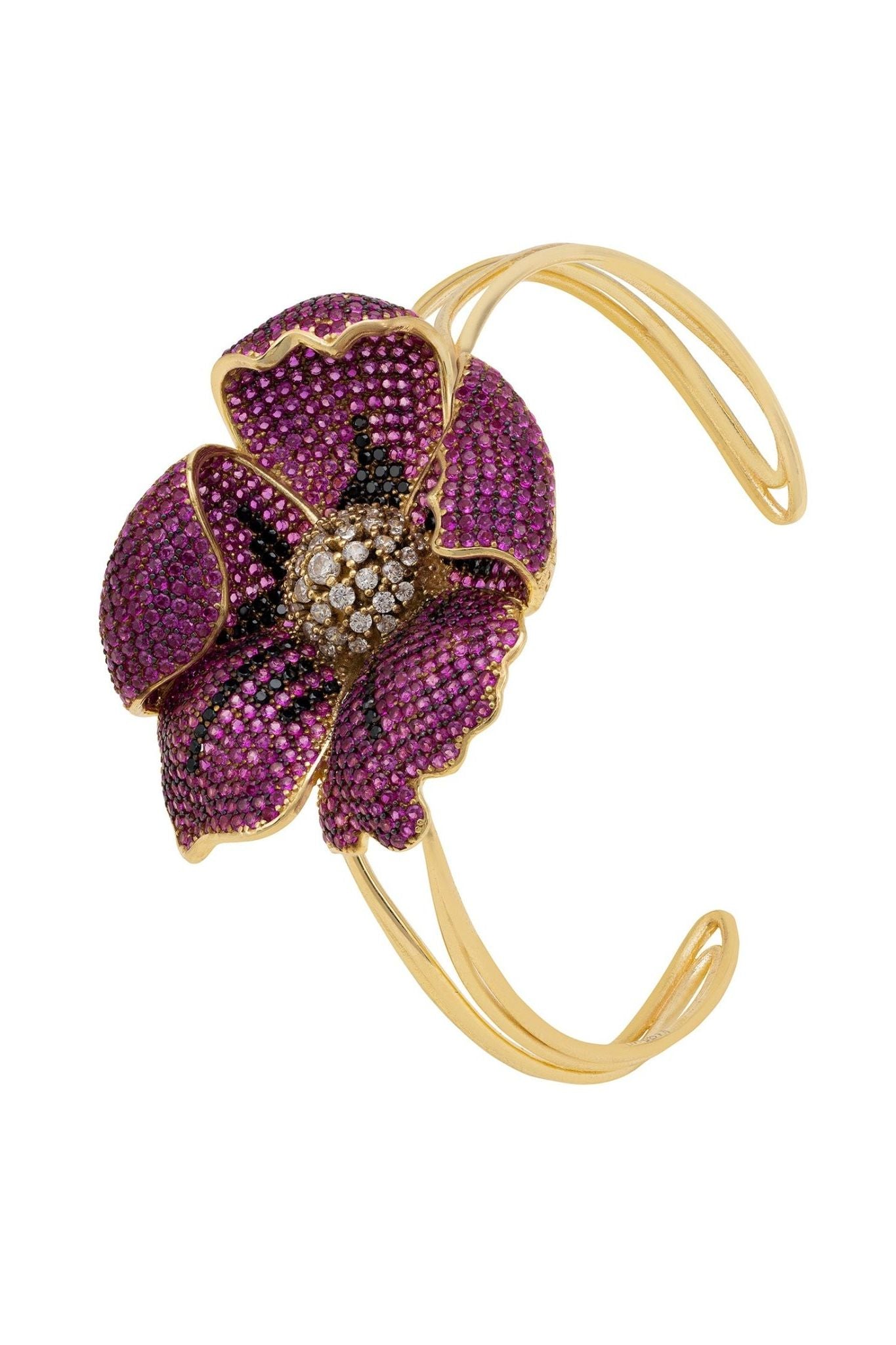 Poppy Bangle Cuff Bracelet Gold Ruby Red Cz - LATELITA Bracelets