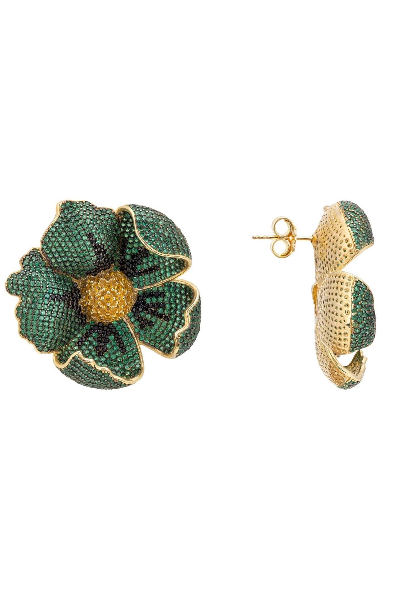 Poppy Emerald Green Earrings Gold - LATELITA Earrings