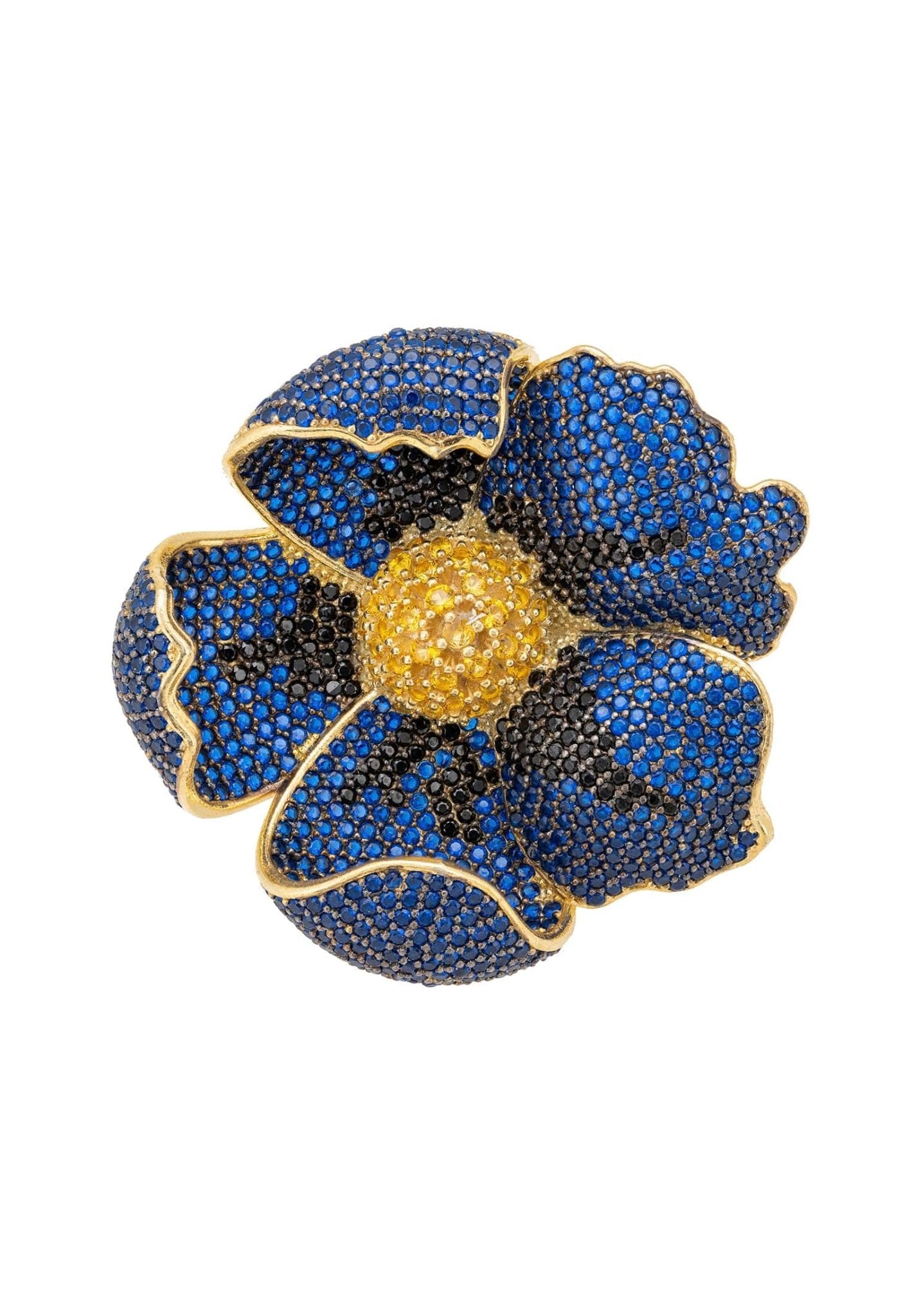 Poppy Flower Blue Ring Gold - LATELITA Rings
