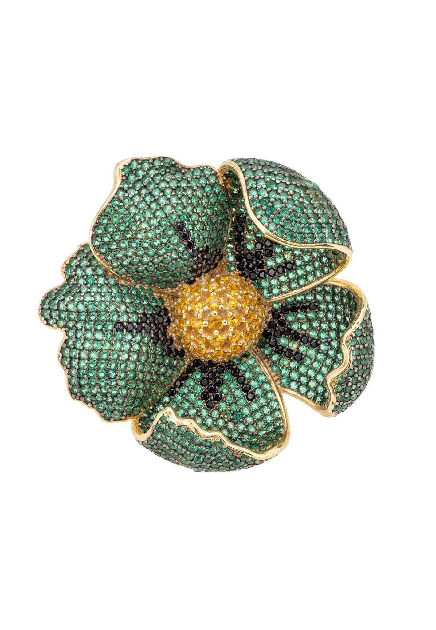 Poppy Flower Green Ring Gold - LATELITA Rings