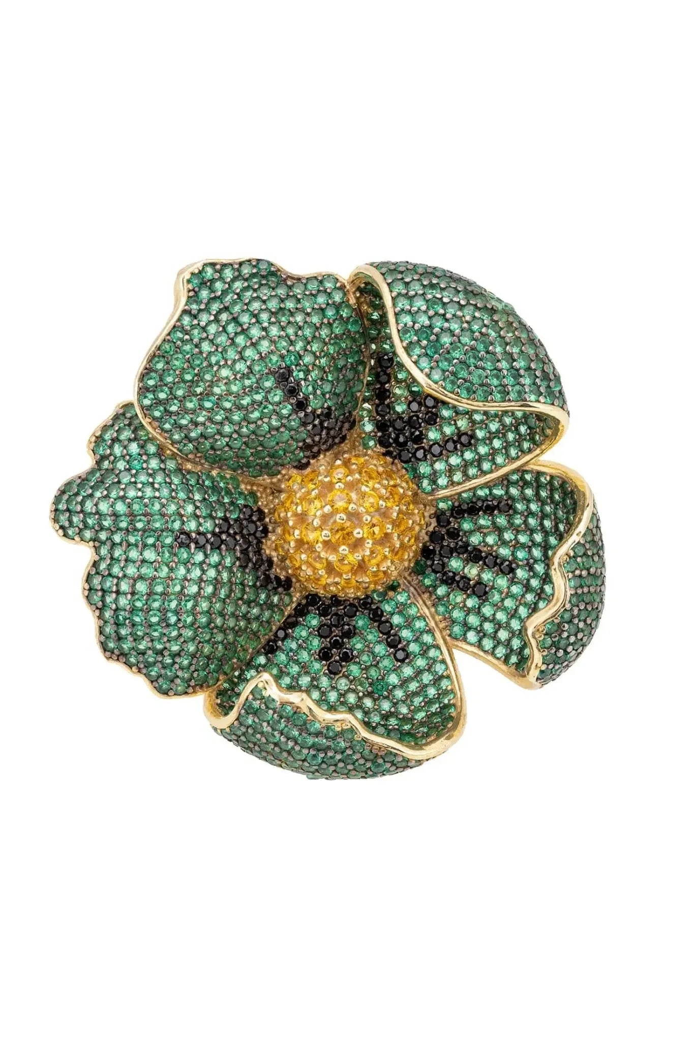 Poppy Flower Green Ring Gold - LATELITA Rings