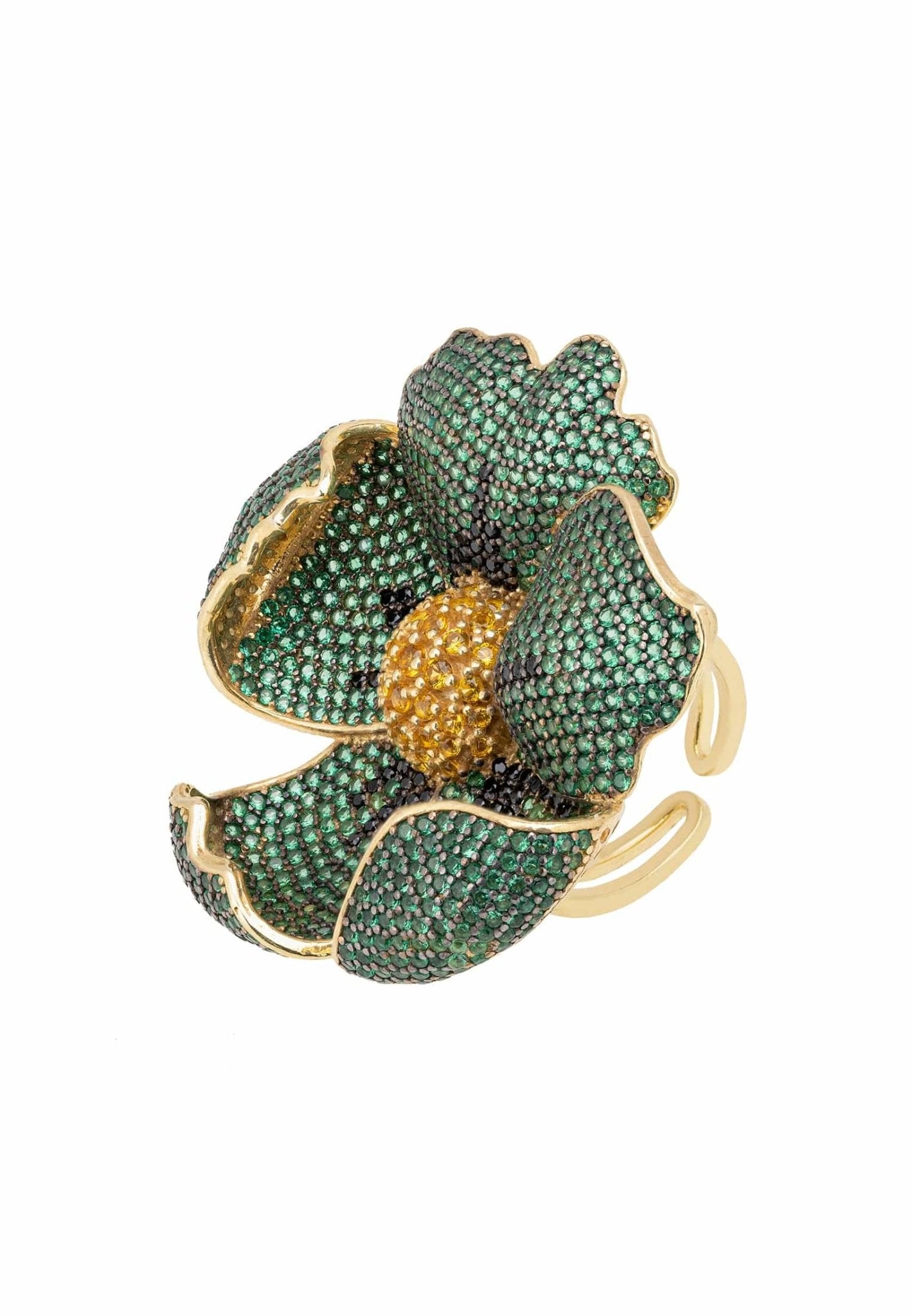 Poppy Flower Green Ring Gold - LATELITA Rings