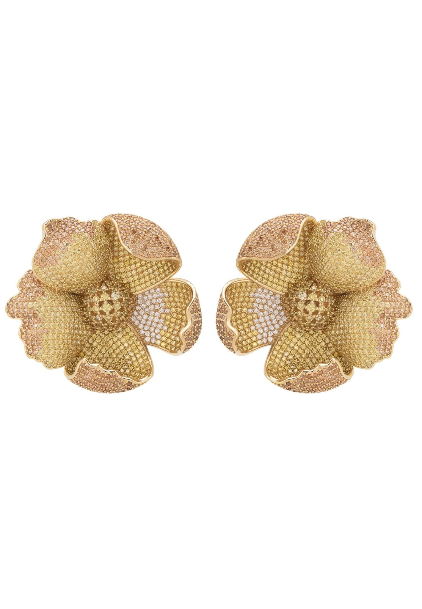 Poppy Flower Lemon Earrings Gold - LATELITA Earrings