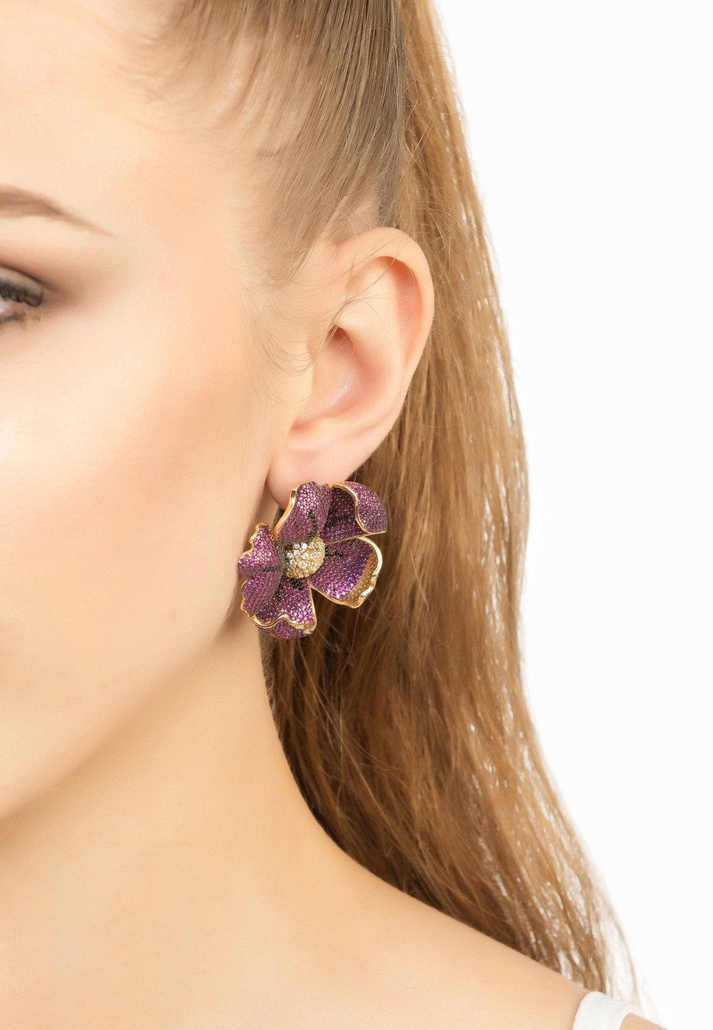 Poppy Flower Red Earrings Gold - LATELITA Earrings