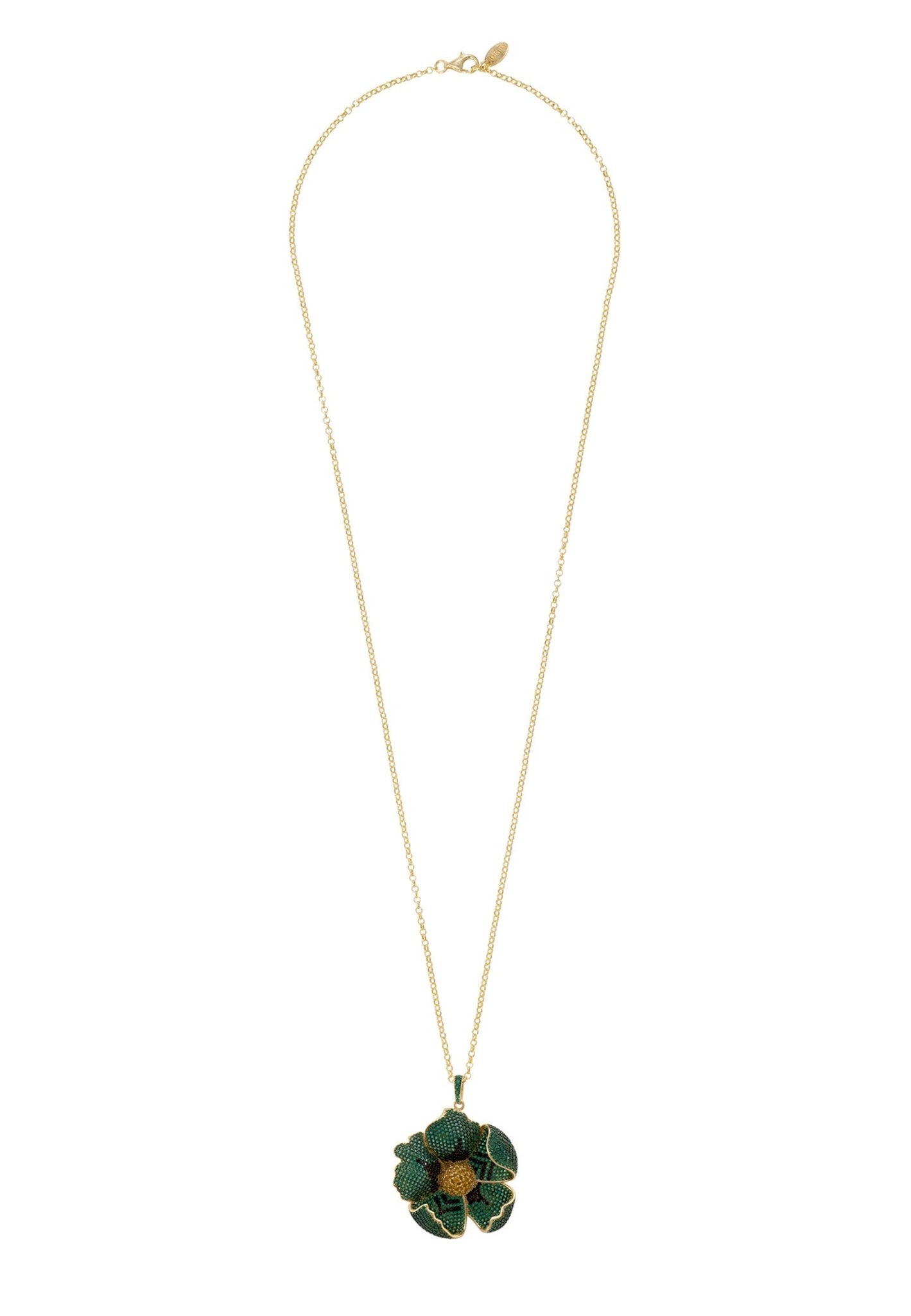 Poppy Pendant Necklace Gold Emerald Green Cz - LATELITA Necklaces