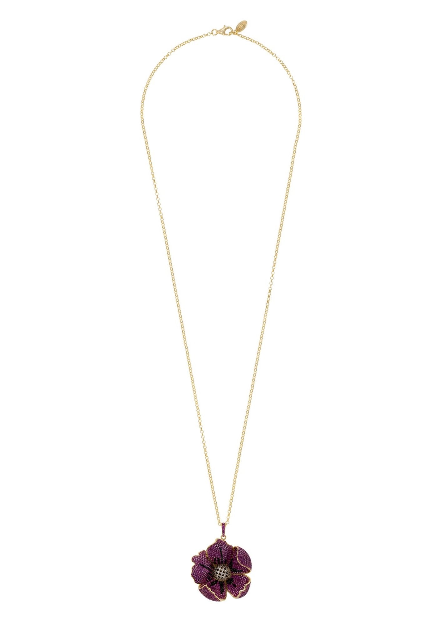 Poppy Pendant Necklace Gold Ruby Red Cz - LATELITA Necklaces