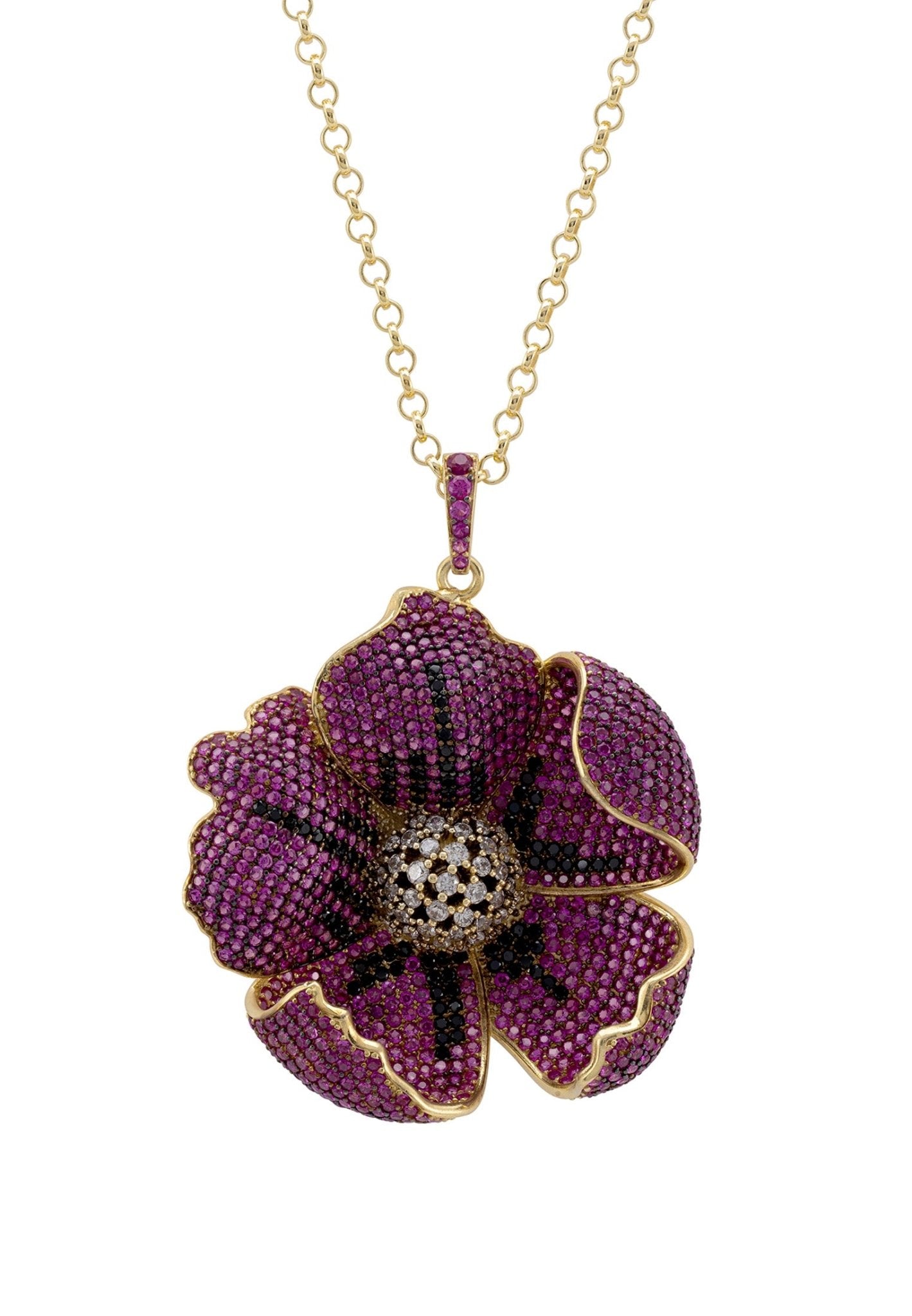 Poppy Pendant Necklace Gold Ruby Red Cz - LATELITA Necklaces