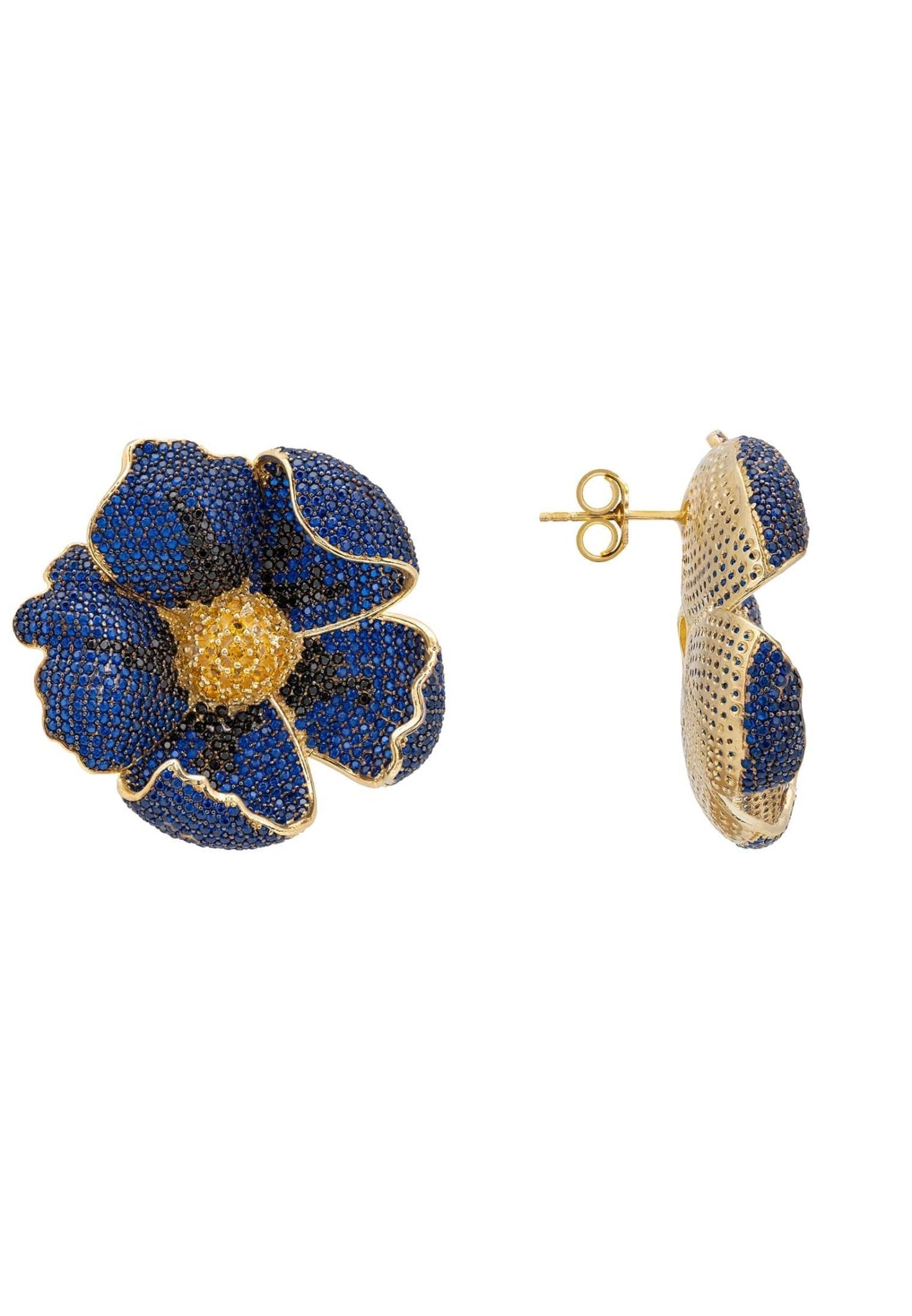 Poppy Sapphire Blue Earrings Gold - LATELITA Earrings