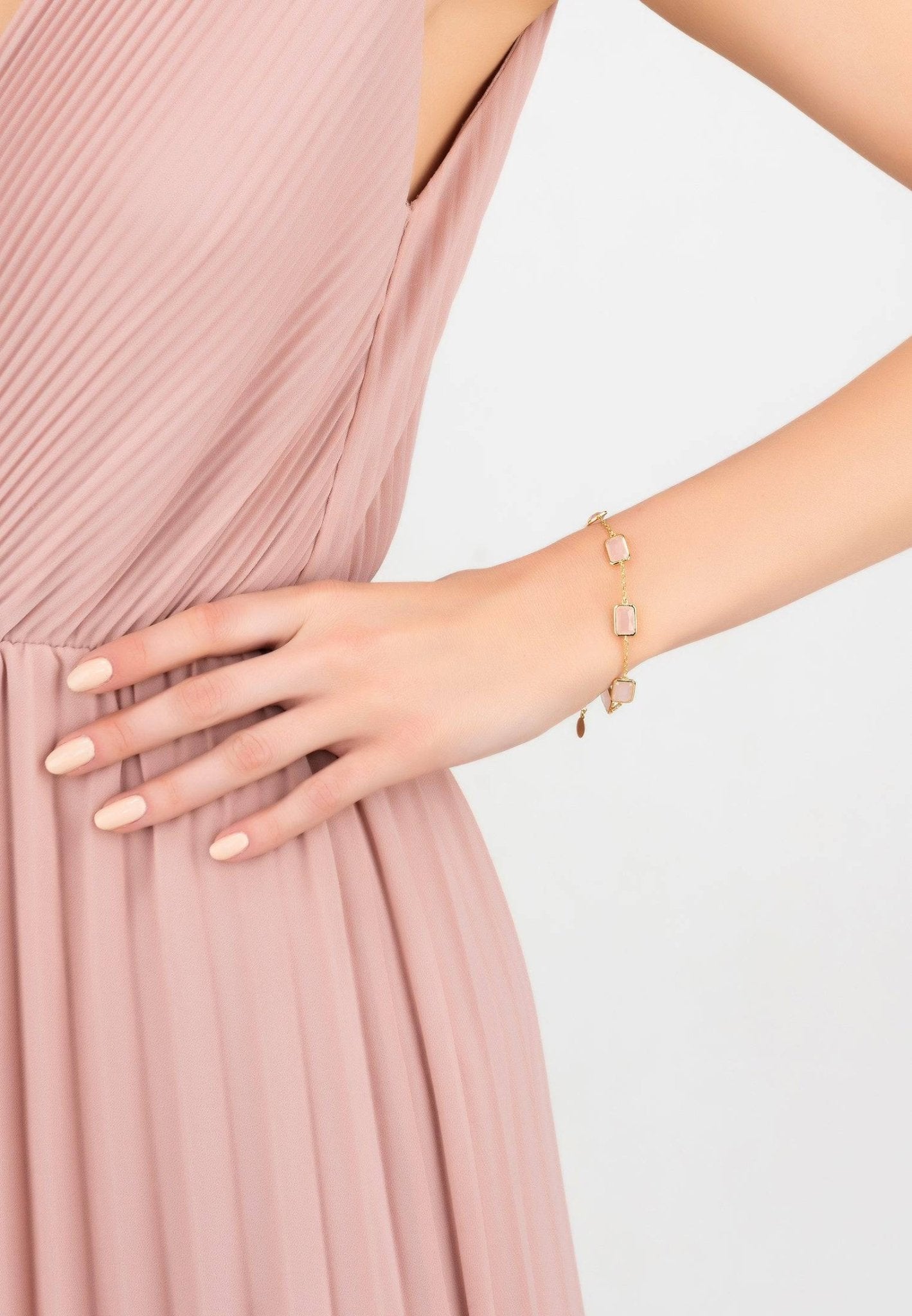 Portofino Bracelet Gold Rose Quartz - LATELITA Bracelets