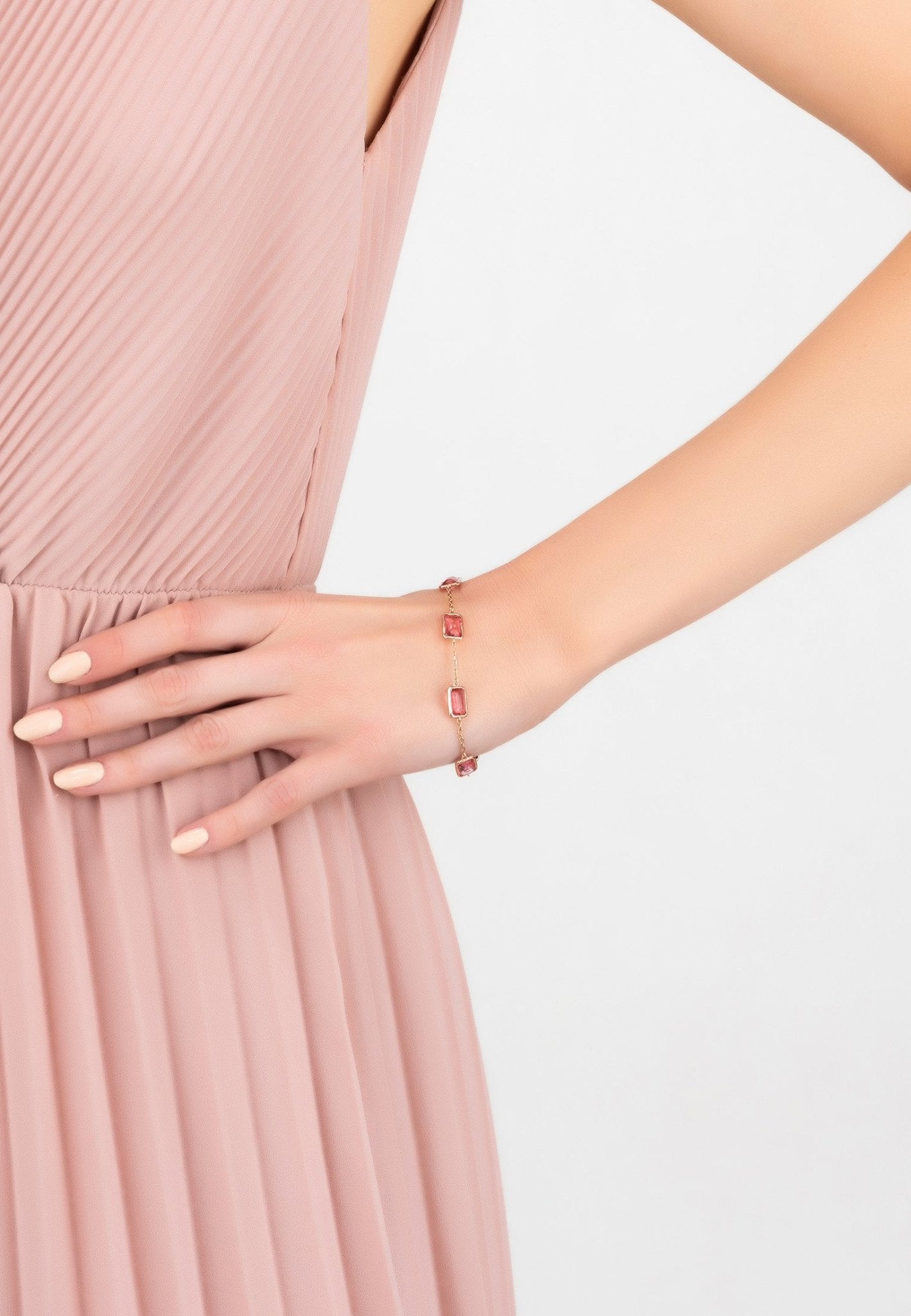 Portofino Bracelet Rose Gold Pink Tourmaline - LATELITA Bracelets