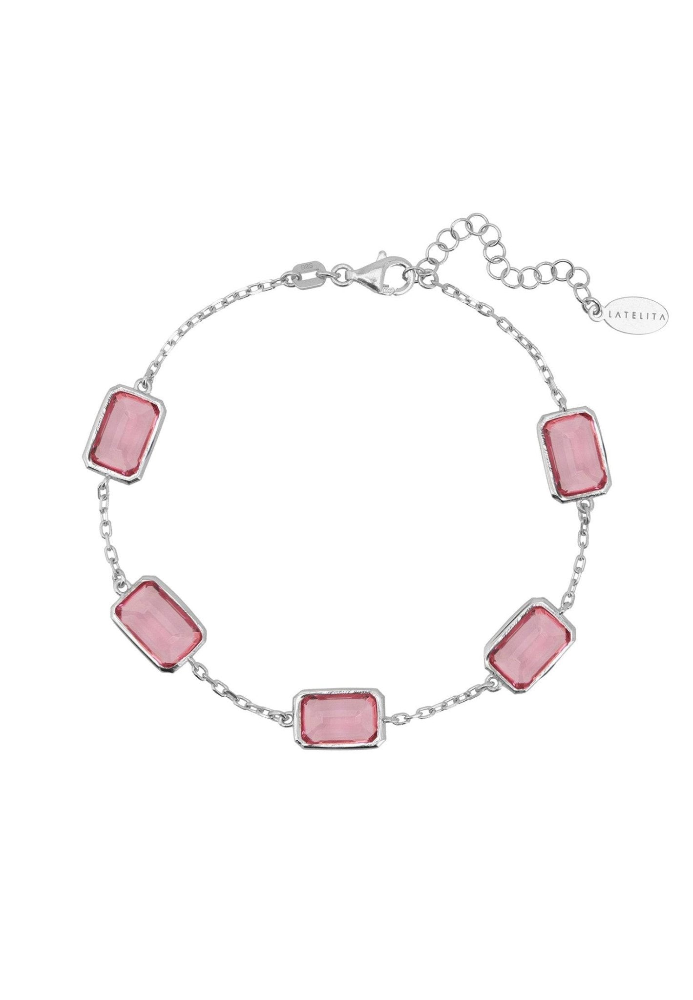 Portofino Bracelet Silver Pink Tourmaline - LATELITA Bracelets