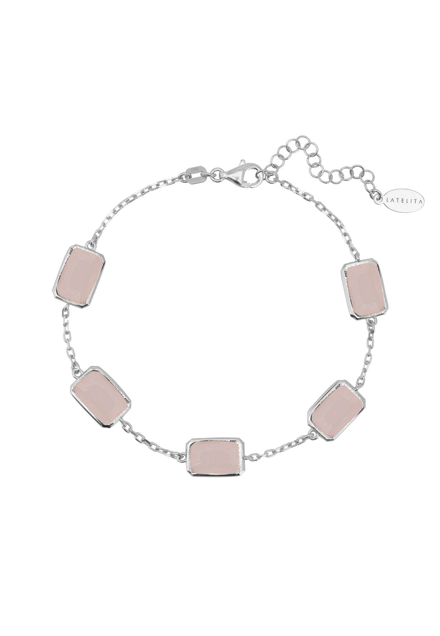 Portofino Bracelet Silver Rose Quartz - LATELITA Bracelets