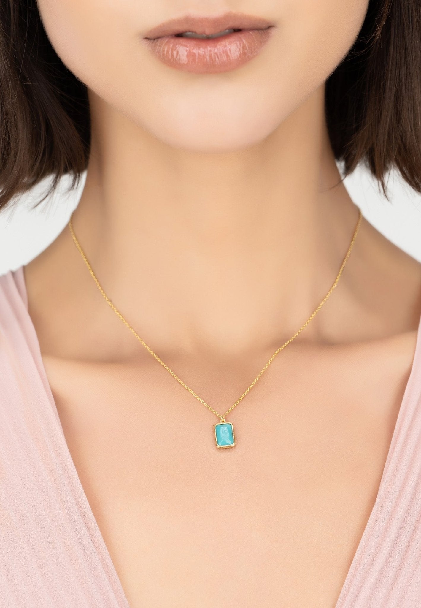 Portofino Necklace Gold Turquoise - LATELITA Necklaces