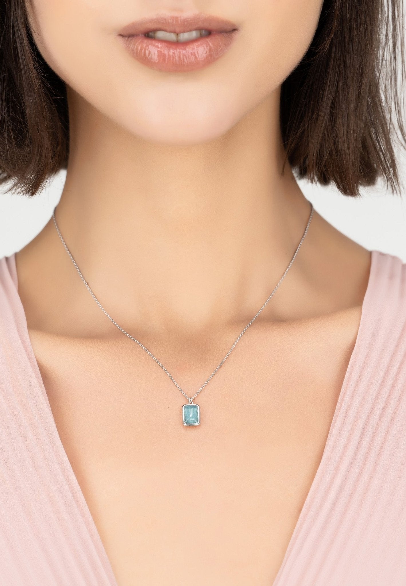 Portofino Necklace Silver Blue Topaz - LATELITA Necklaces