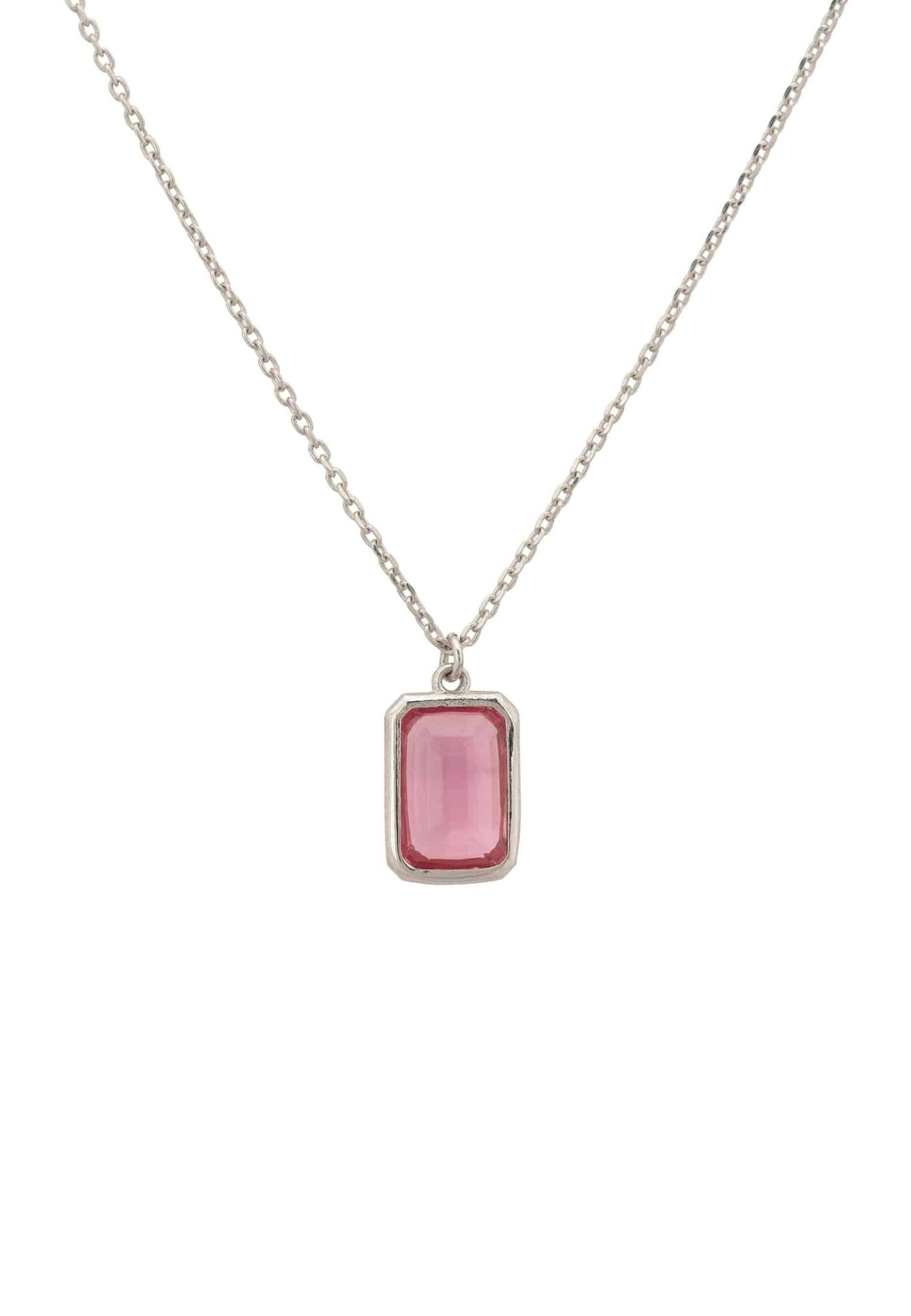 Portofino Necklace Silver Pink Tourmaline - LATELITA Necklaces