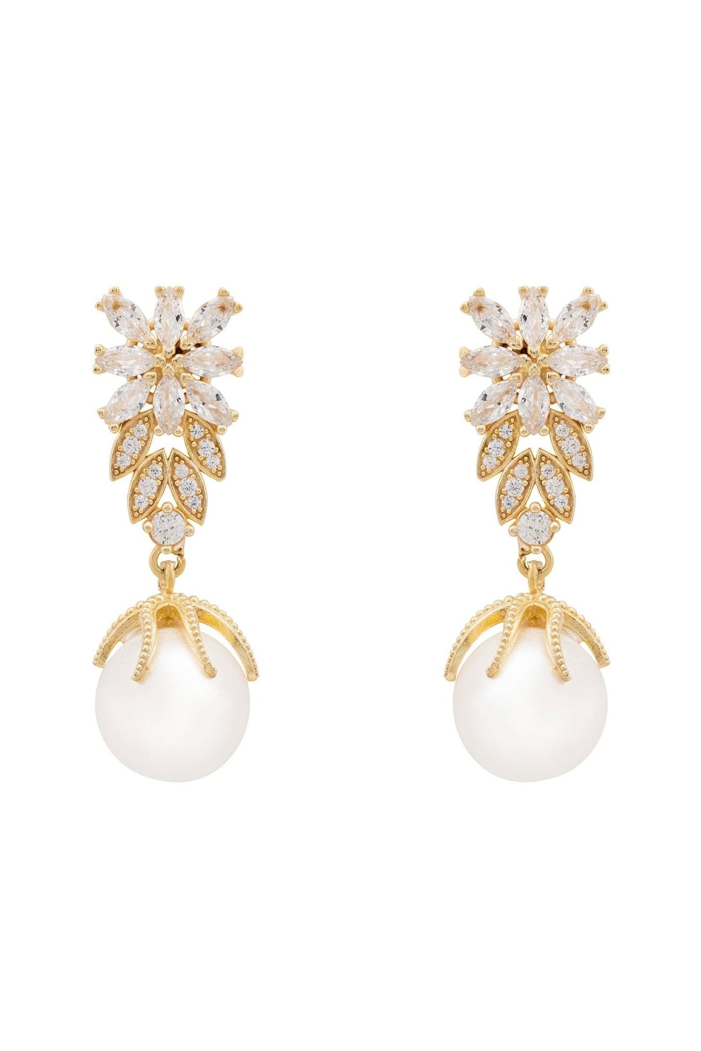 Primrose Baroque Pearl Earrings Gold White - LATELITA Earrings