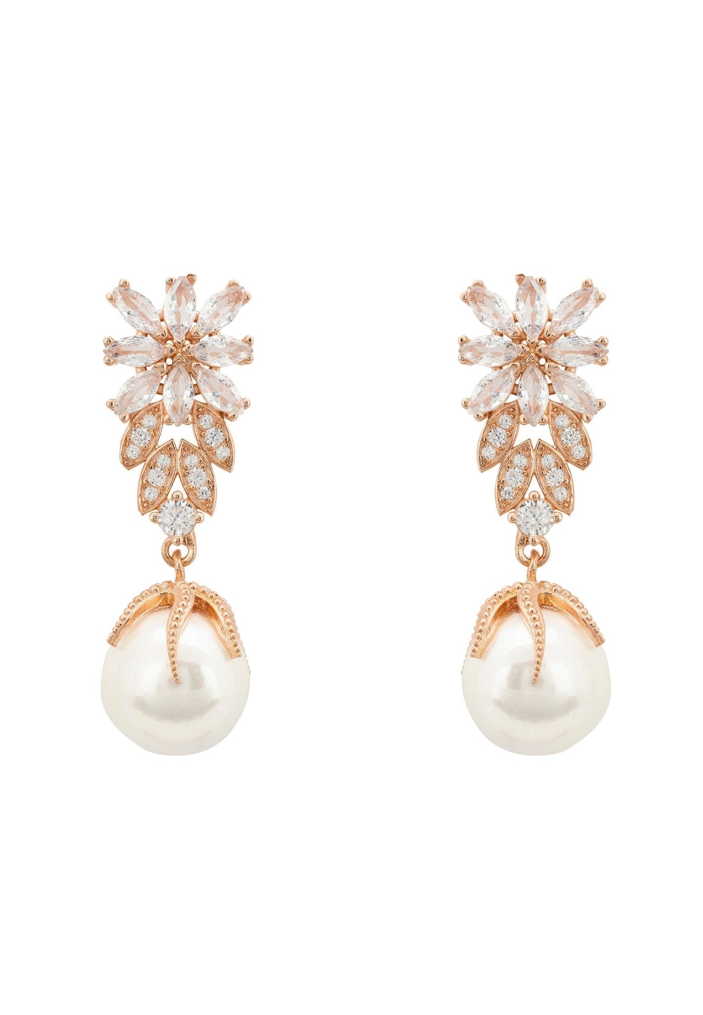 Primrose Baroque Pearl Earrings Rosegold White - LATELITA Earrings