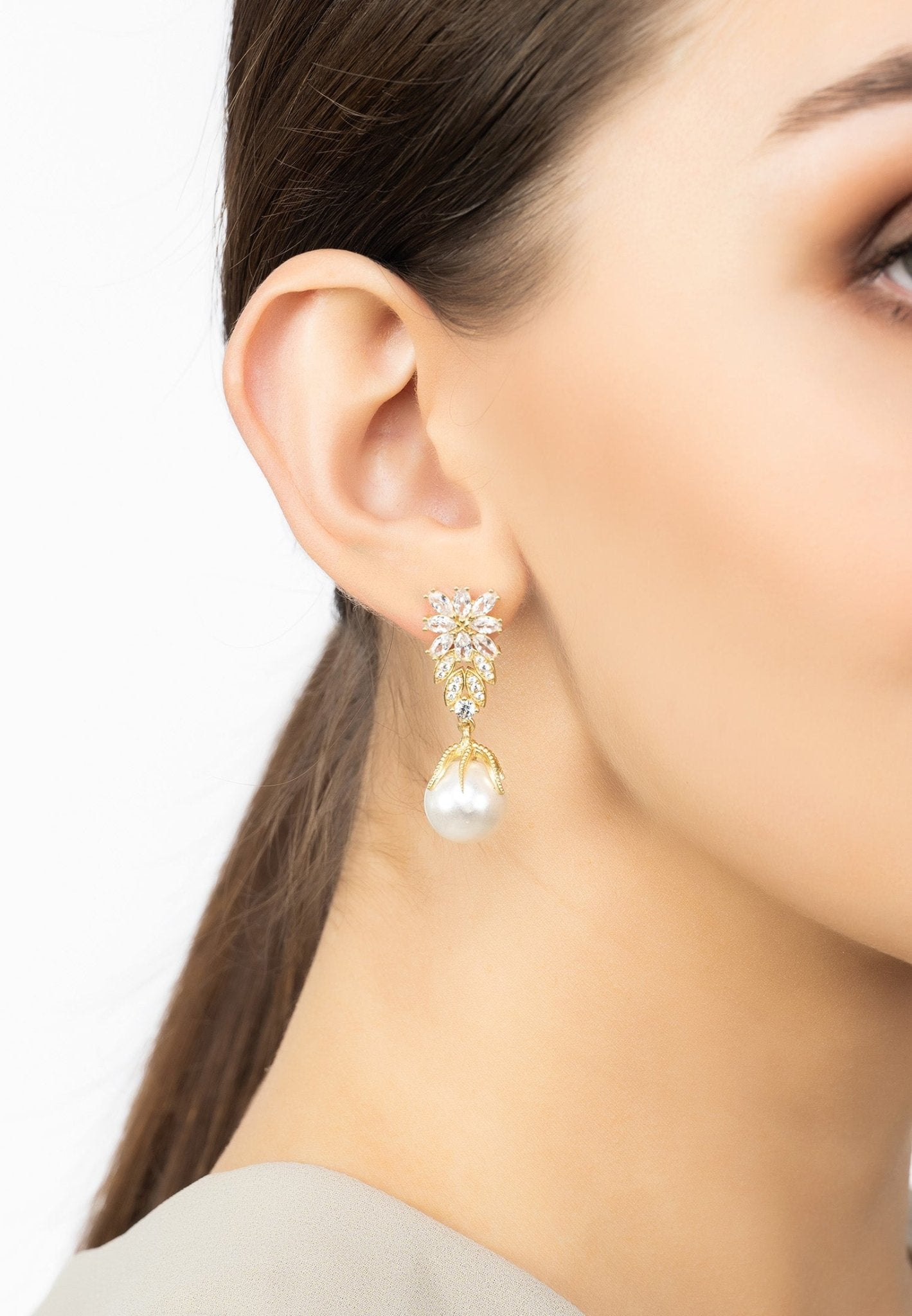 Primrose Baroque Pearl Earrings Rosegold White - LATELITA Earrings