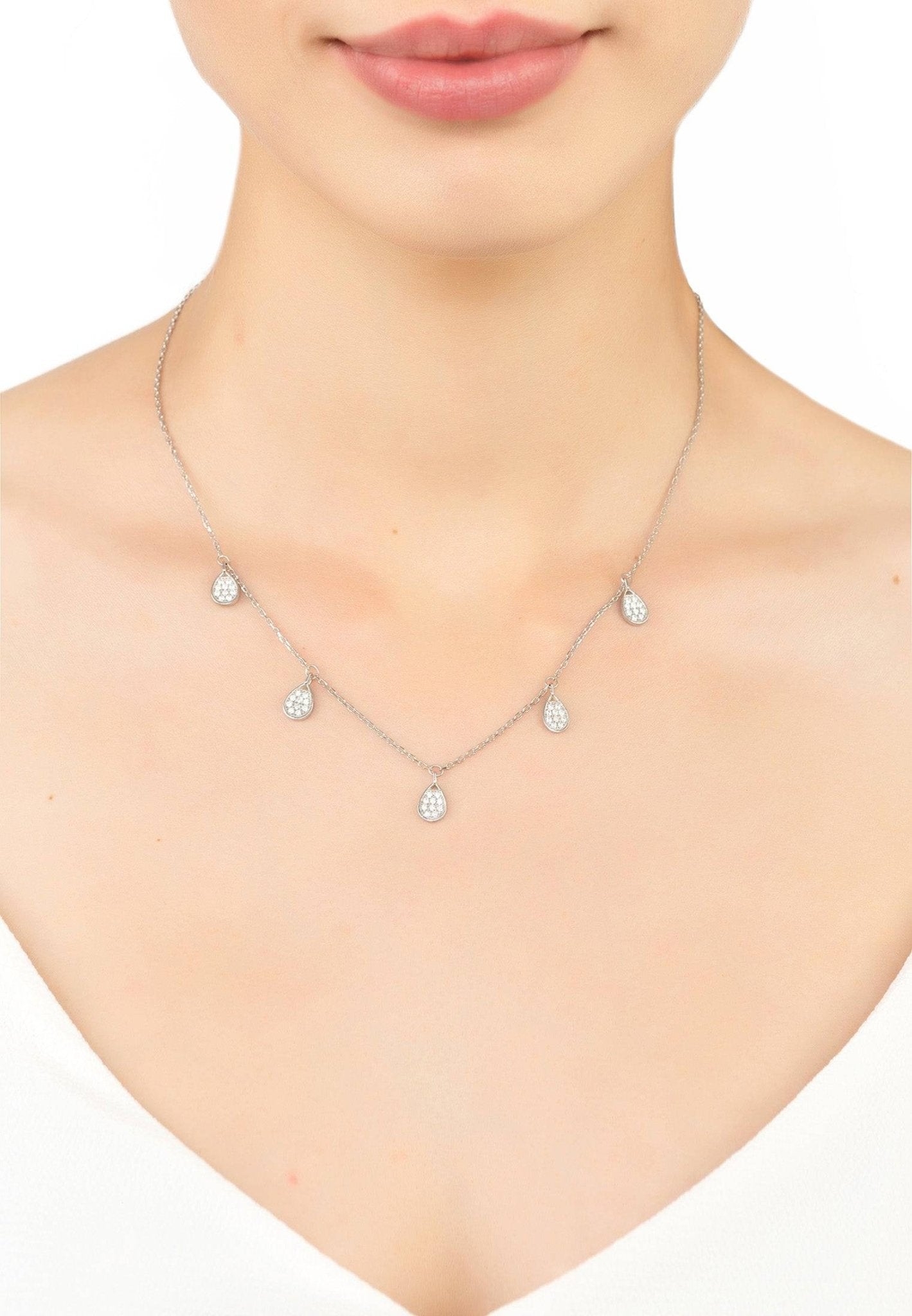 Rain Teardrops Choker Necklace Silver - LATELITA Necklaces