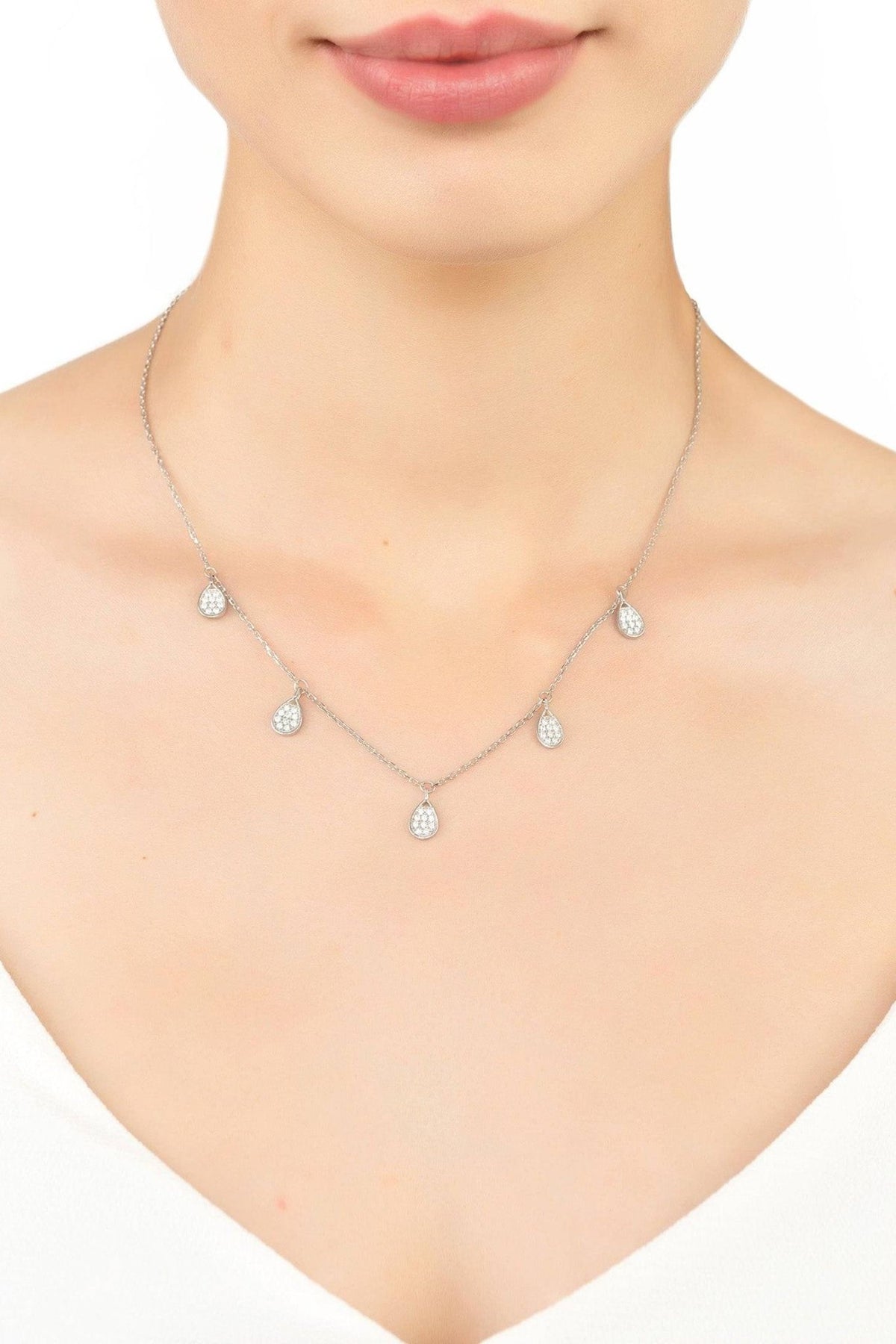 Rain Teardrops Choker Necklace Silver - LATELITA Necklaces