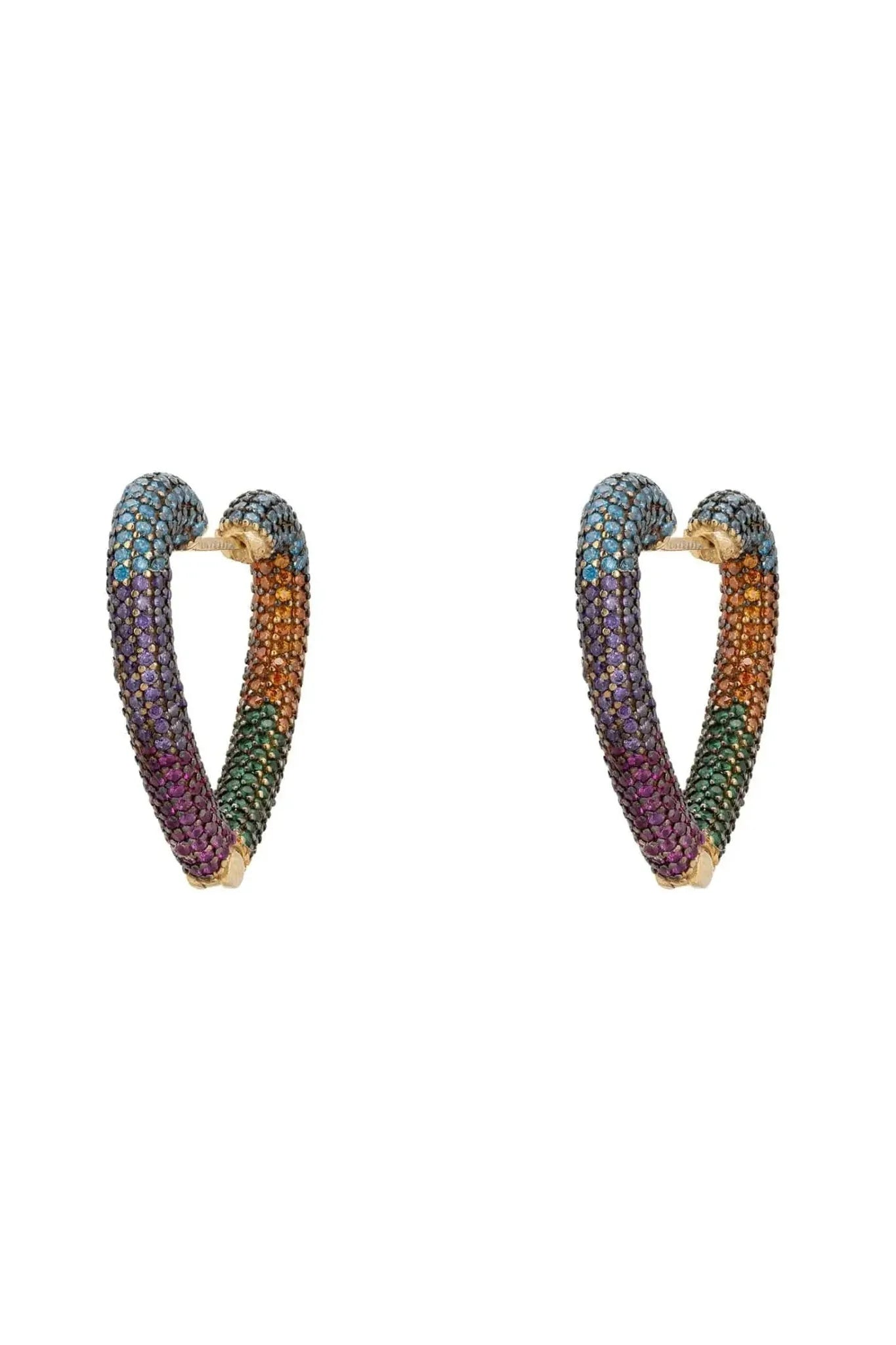 Rainbow Heart Huggie Earrings Gold - LATELITA Earrings
